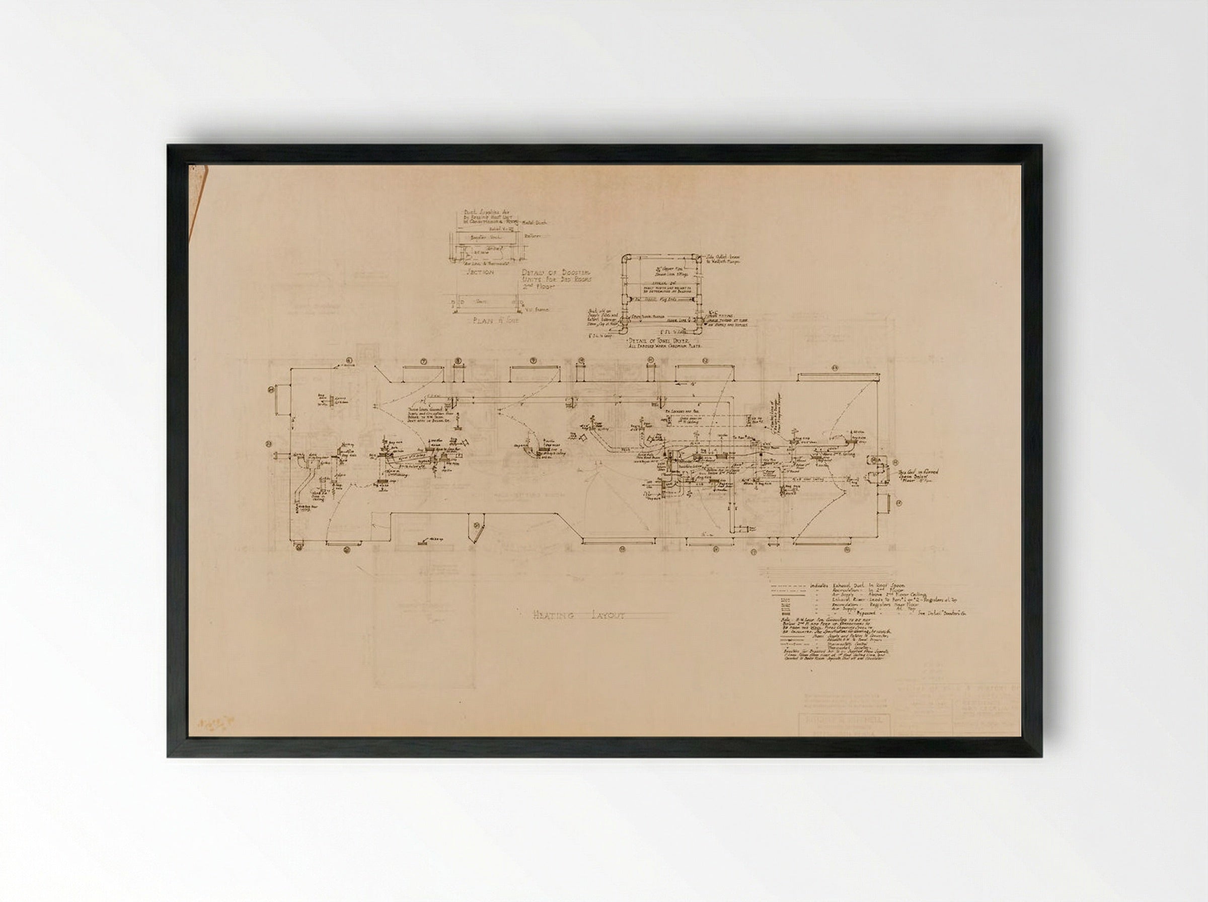 Frank Residence Heating Layout - Currie - Framed Print Black