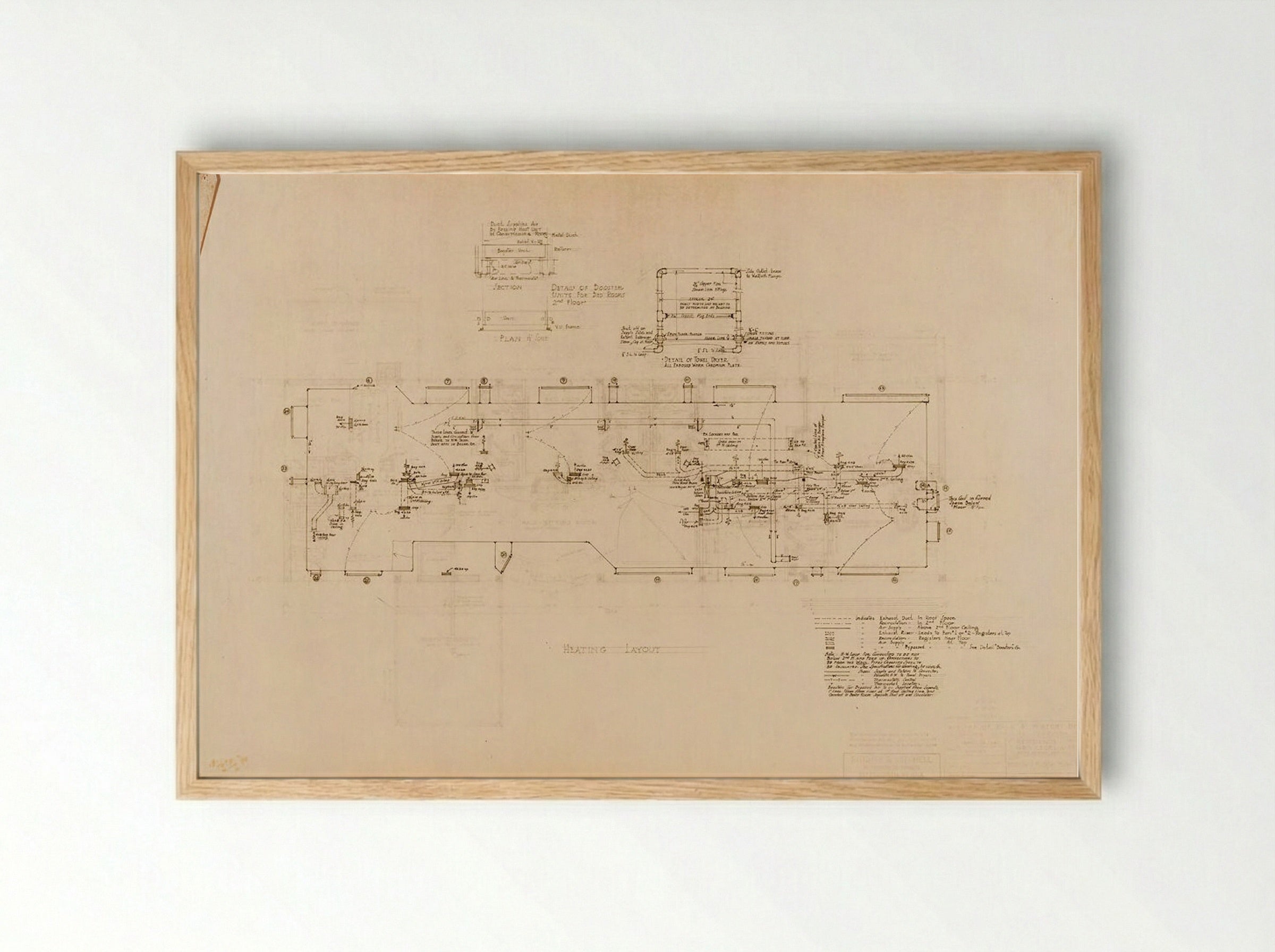 Frank Residence Heating Layout - Currie - Framed Print Wood