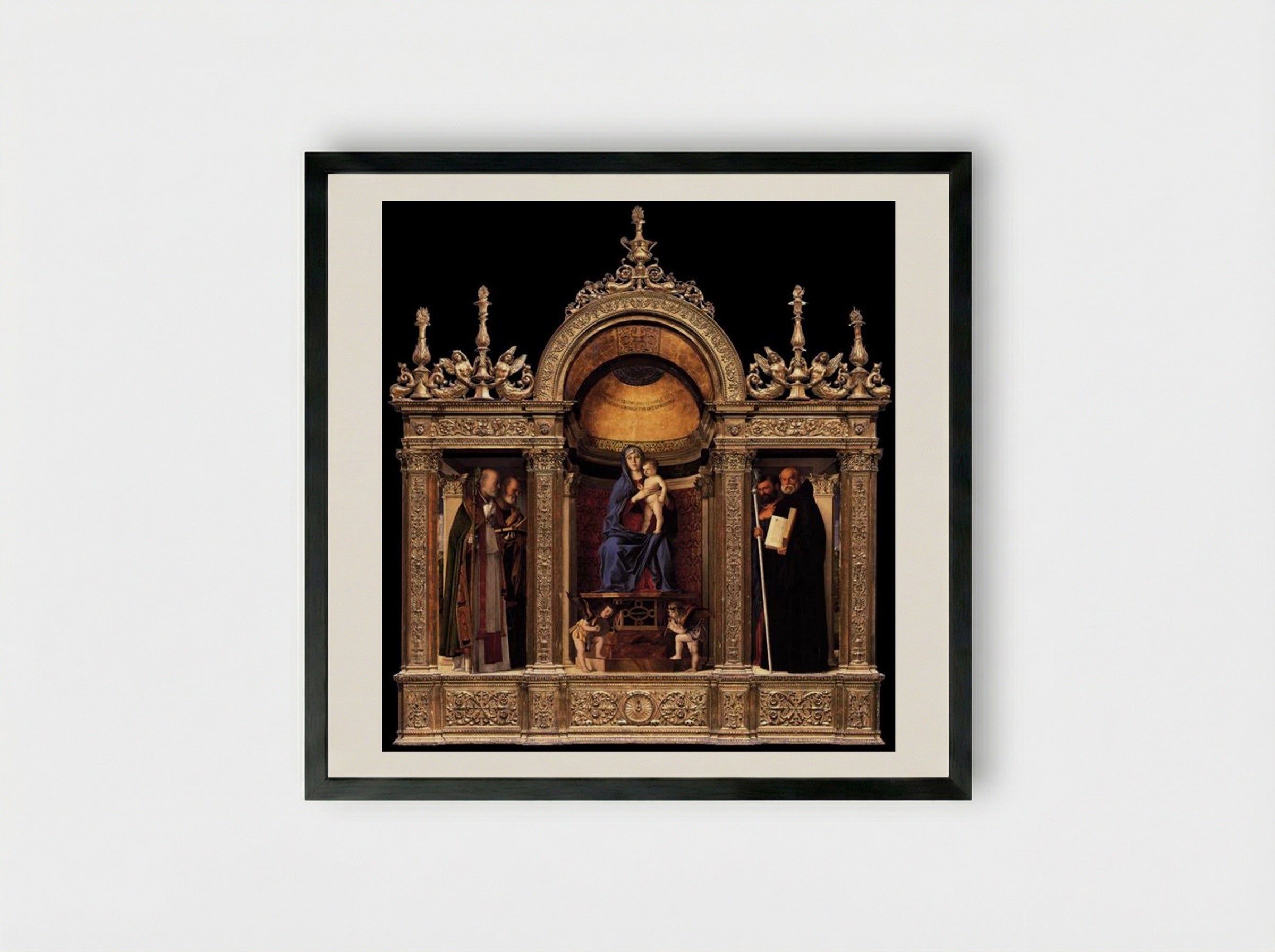 Frari Triptych - Giovanni Bellini - Framed Print Black