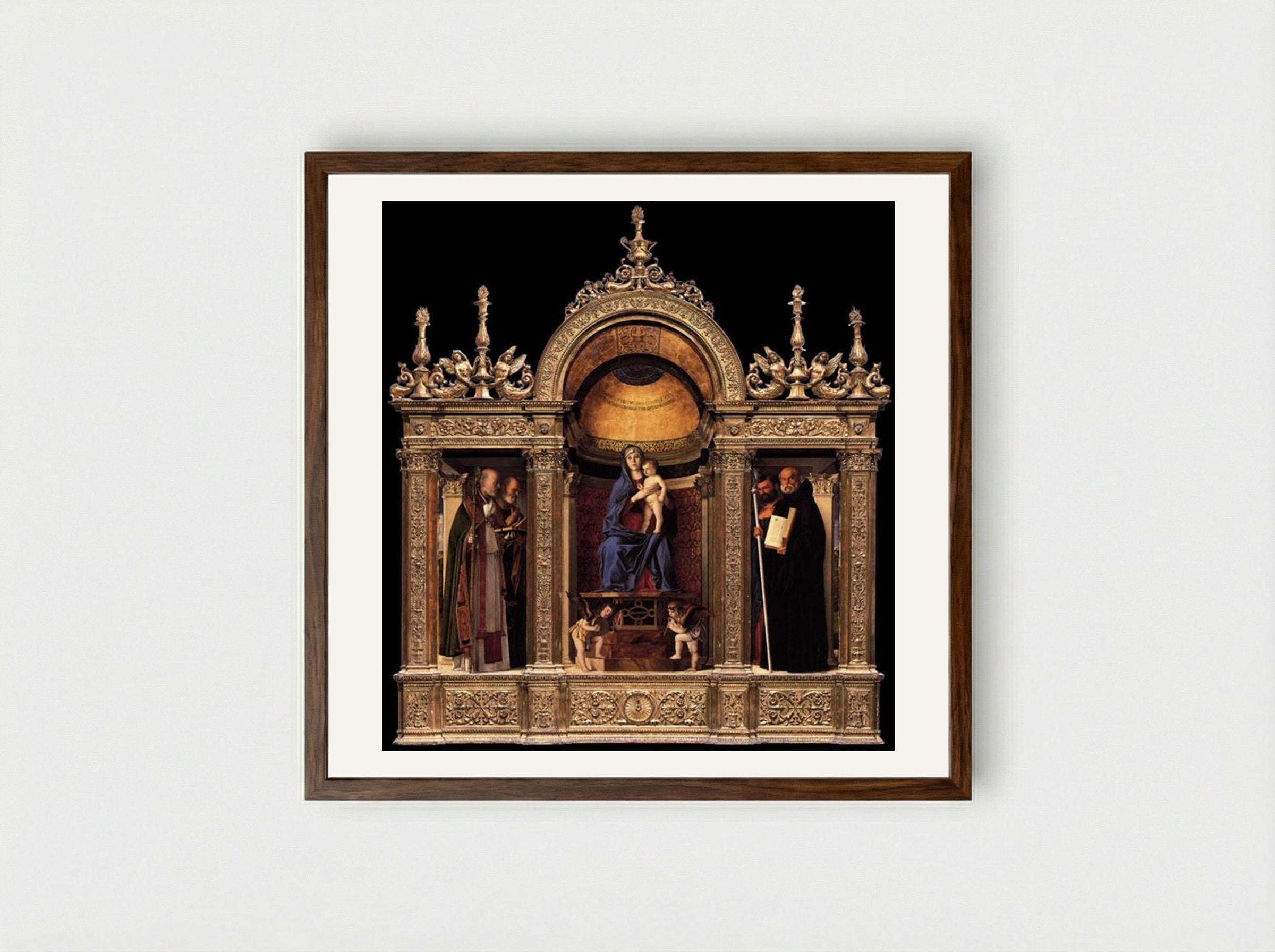 Frari Triptych - Giovanni Bellini - Framed Print Dark Wood