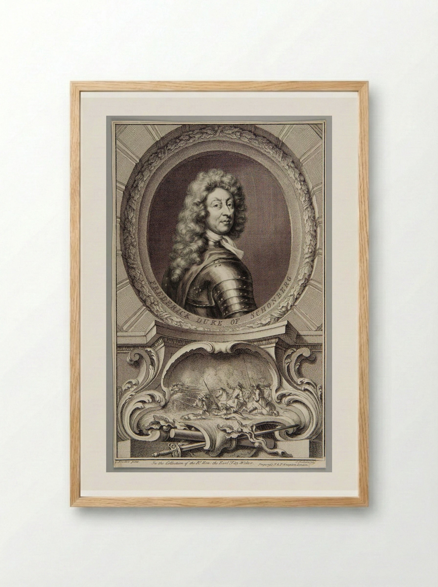 Frederick Armand Hermann von Schomberg - Jacobus Houbraken - Framed Print Wood