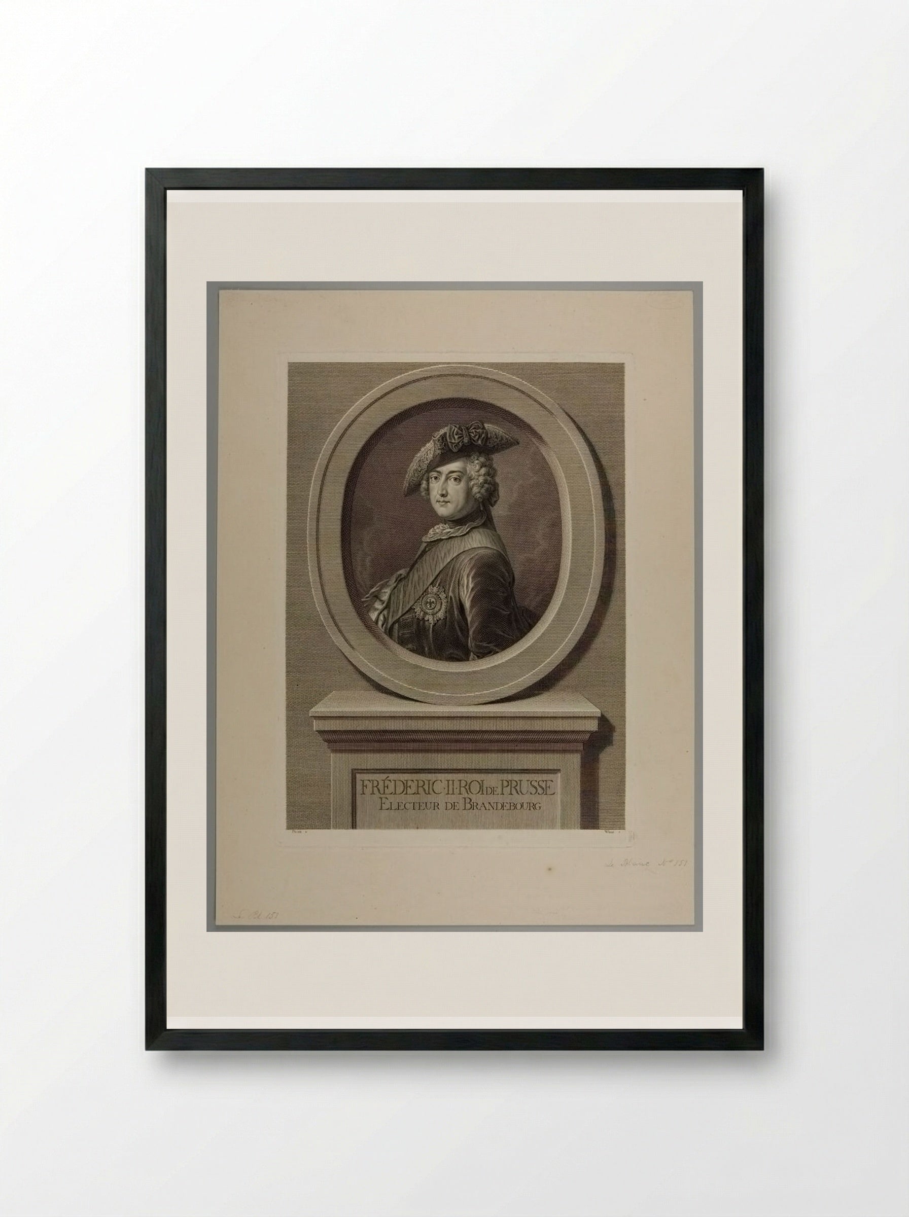 Frederick II, King of Prussia - Johann Georg Wille - Framed Print Black