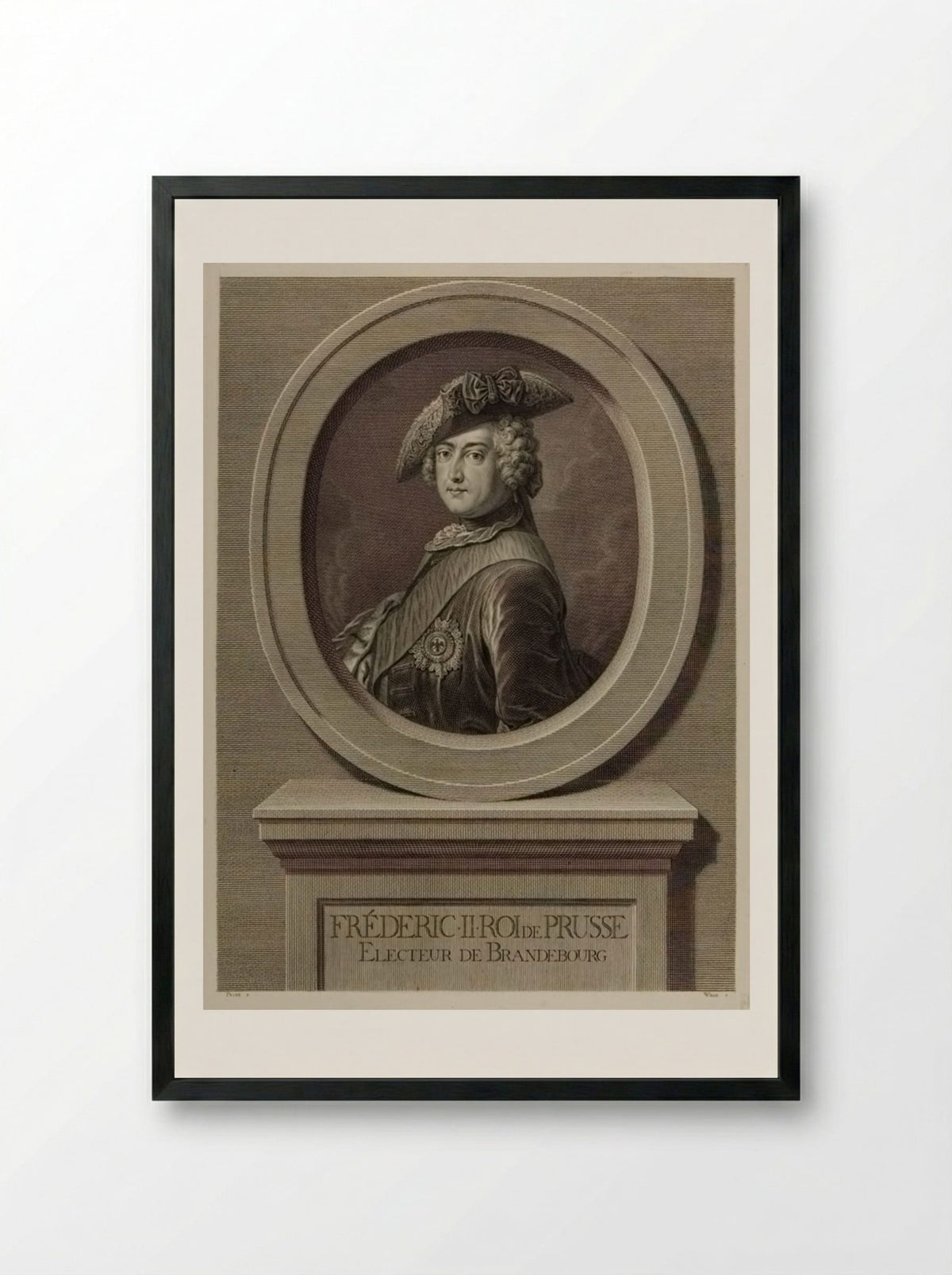 Frederick II, King of Prussia - Johann Georg Wille - Framed Print Black