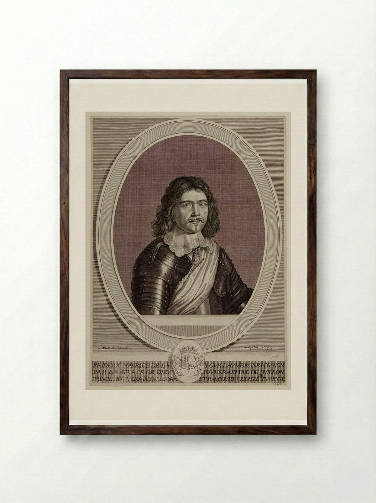 Frederick Maurice de la Tour, duc de Bouillon - Robert Nanteuil - Framed Print Dark Wood