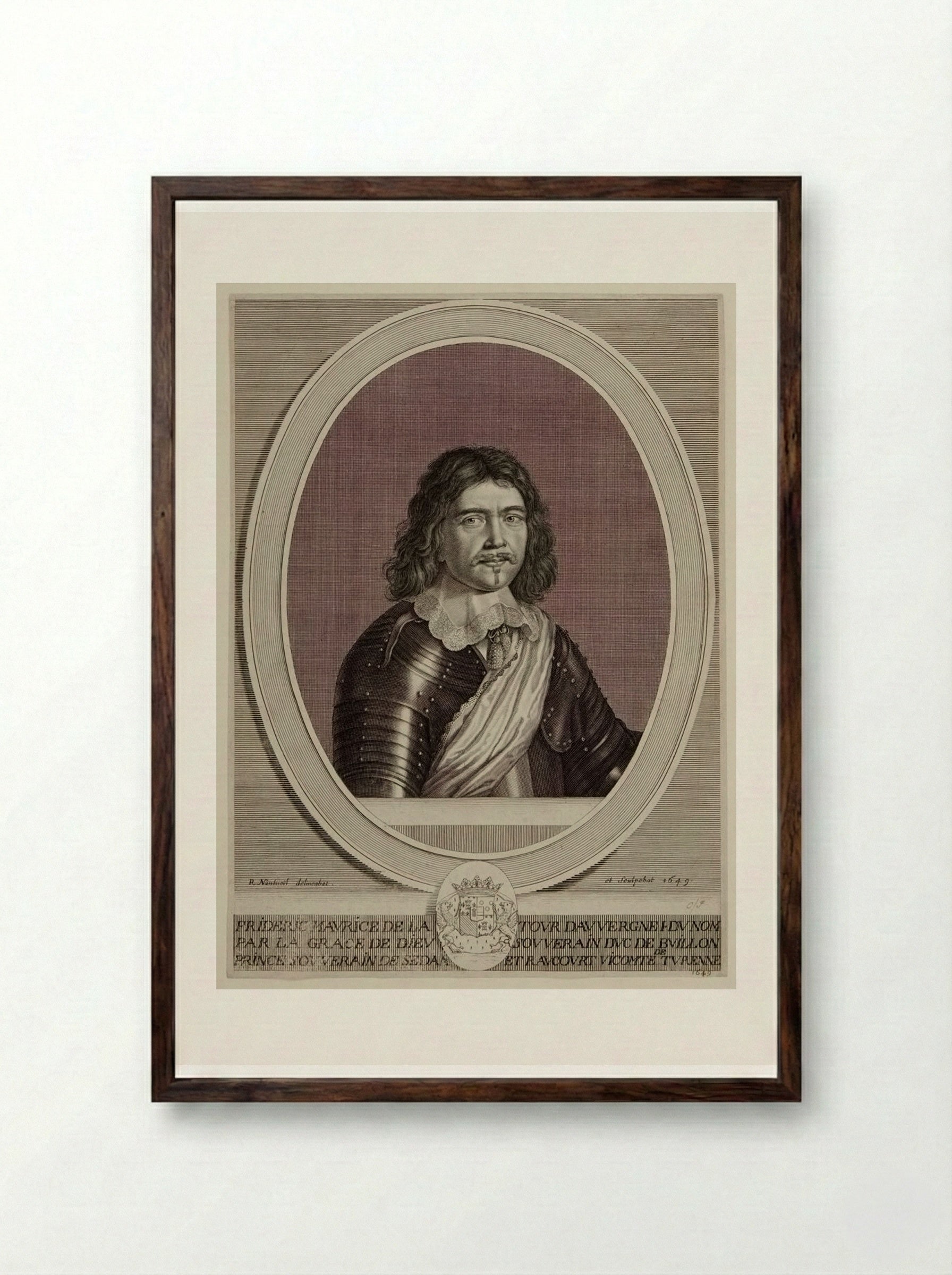 Frederick Maurice de la Tour, duc de Bouillon - Robert Nanteuil - Framed Print Dark Wood