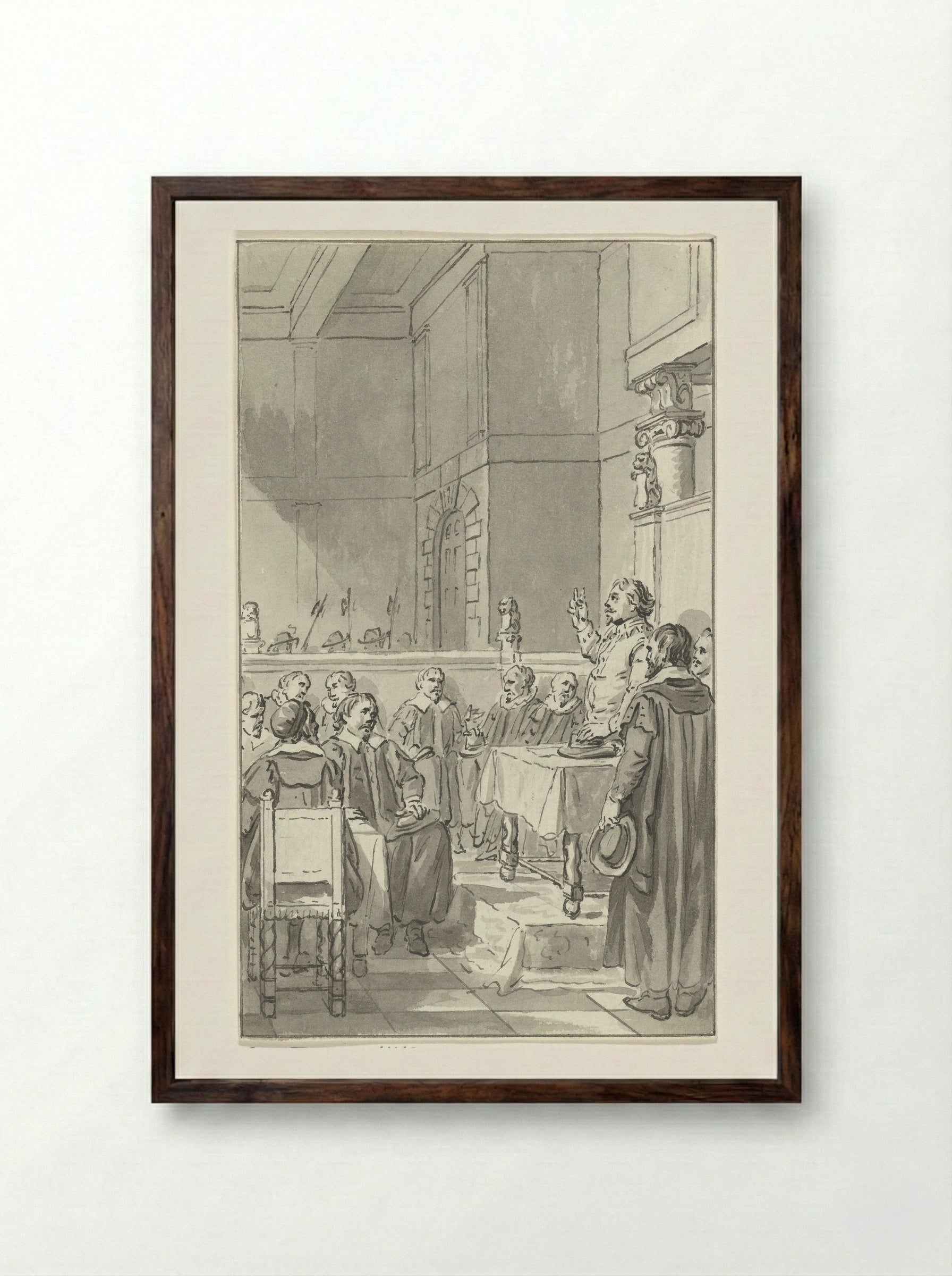 Frederik Hendrik Takes the Oath as Stadtholder, 1625 - Jacobus Buys - Framed Print Dark Wood
