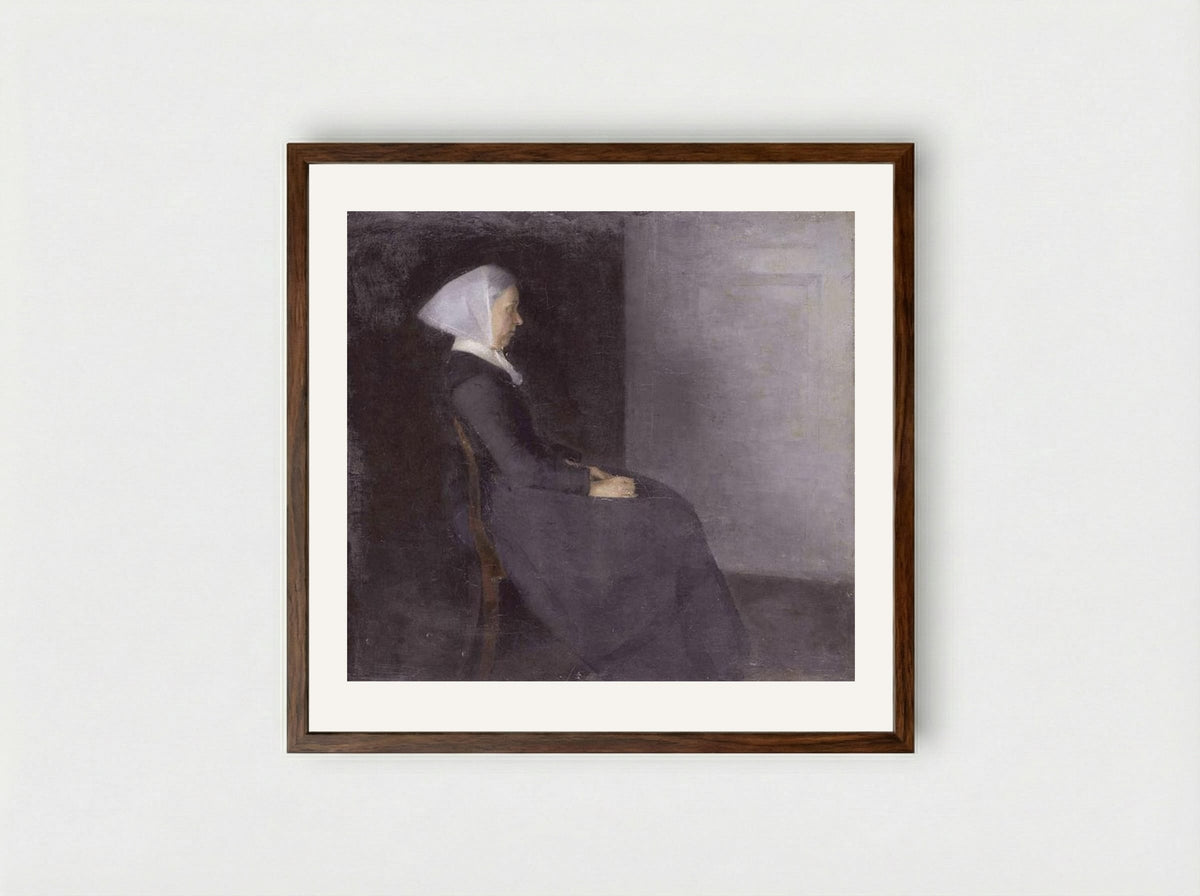 Frederikke Hammershøi, the artist's mother - Vilhelm Hammershøi - Framed Print Dark Wood