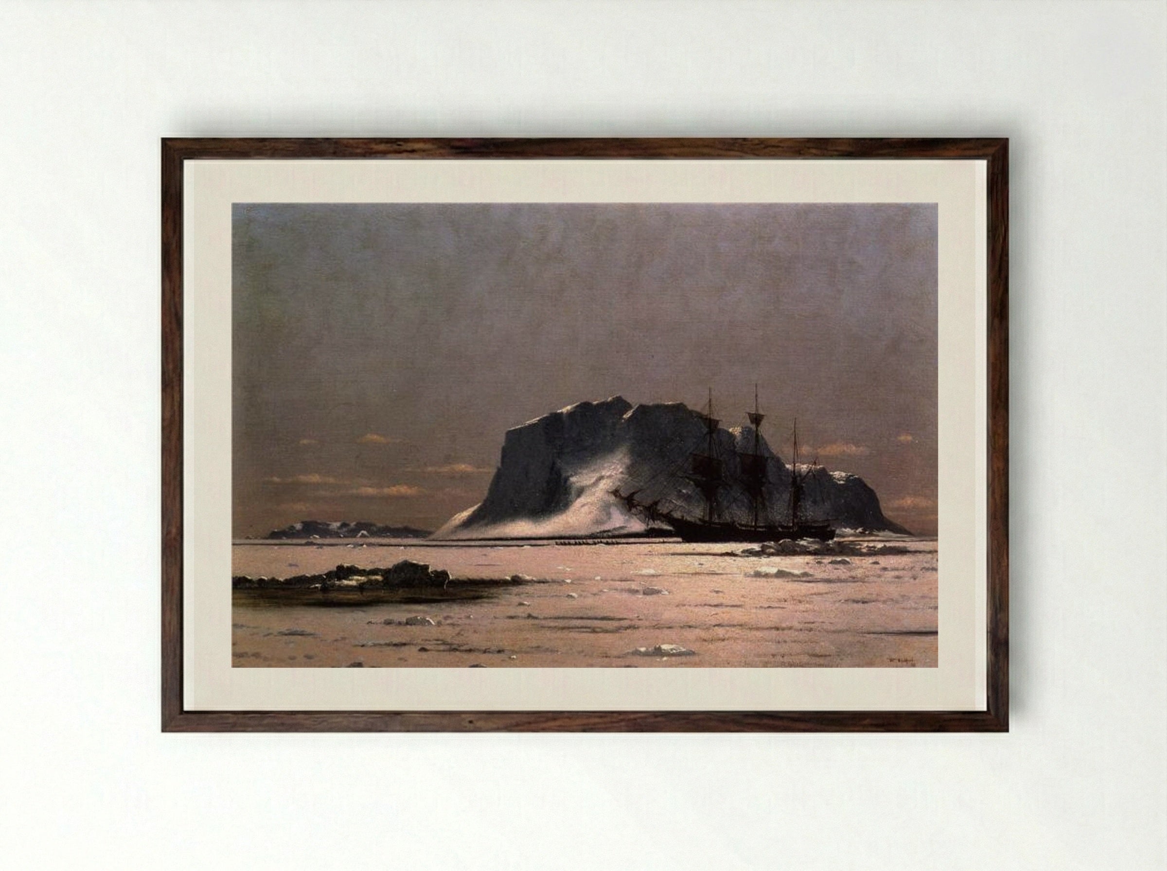 Freeing a Square Rigger - William Bradford - Framed Print Dark Wood