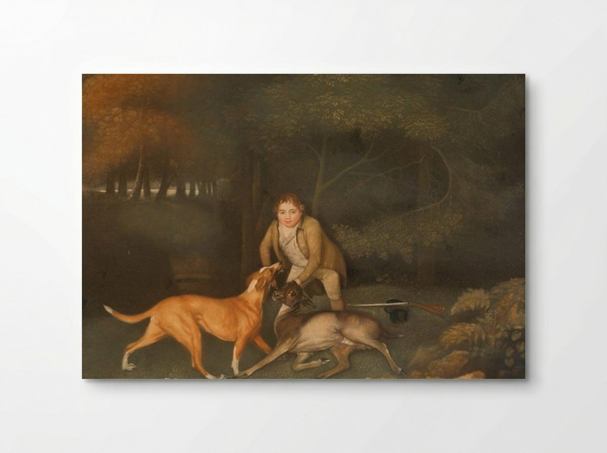 Freeman, the Earl of Clarendon's Gamekeeper, With a Dying Doe and Hound - George Stubbs - Poster