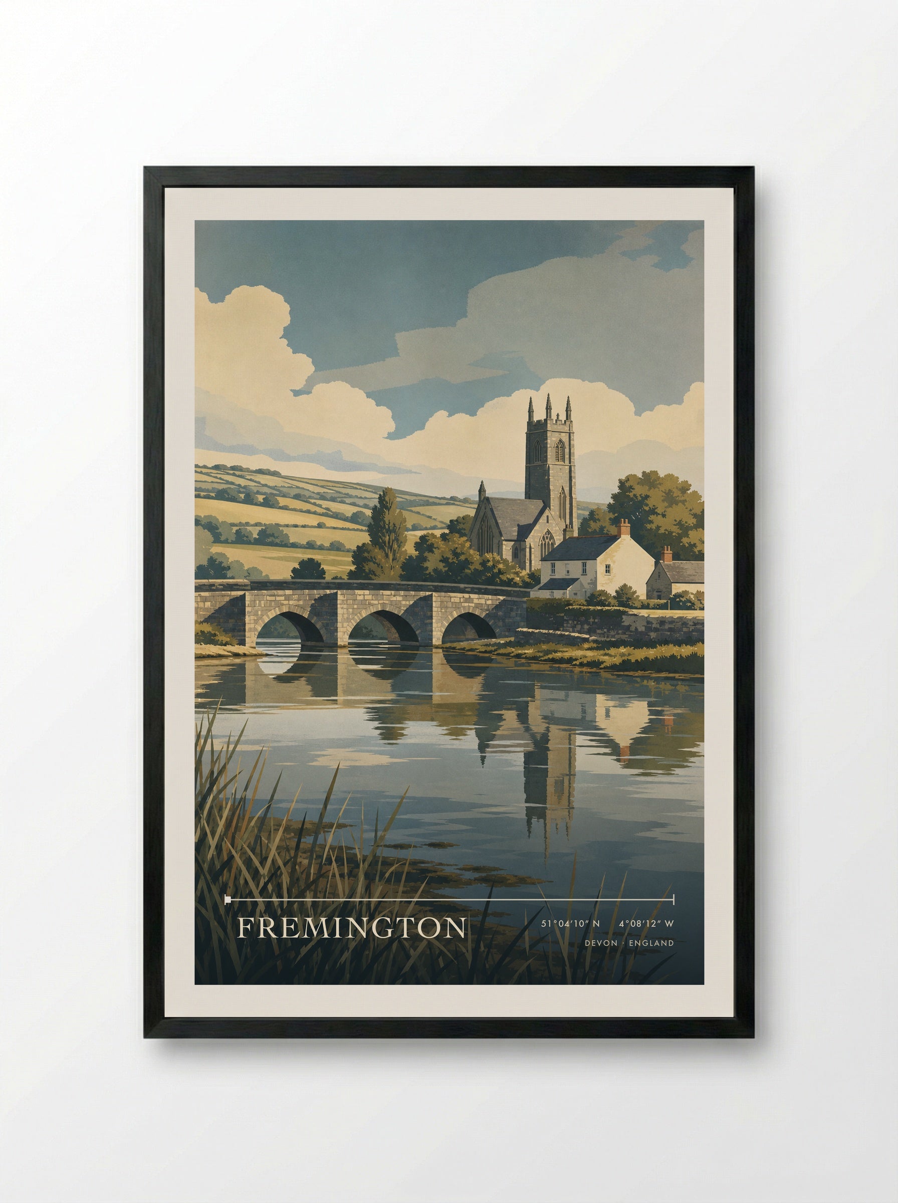 Fremington Devon England Travel Poster - Framed Print Black