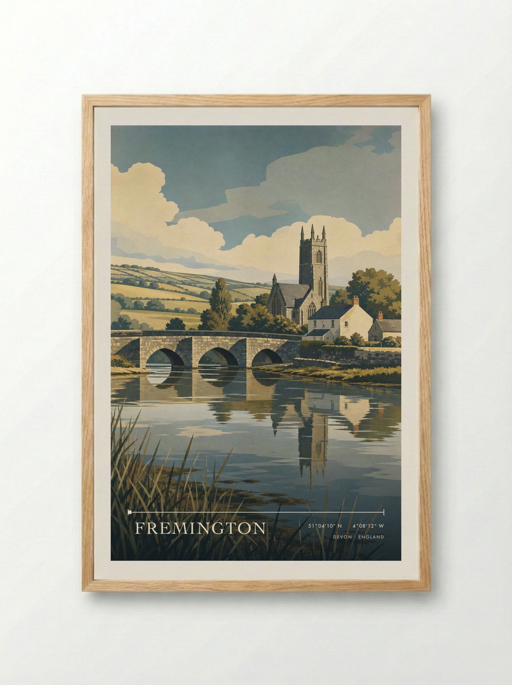 Fremington Devon England Travel Poster - Framed Print Wood
