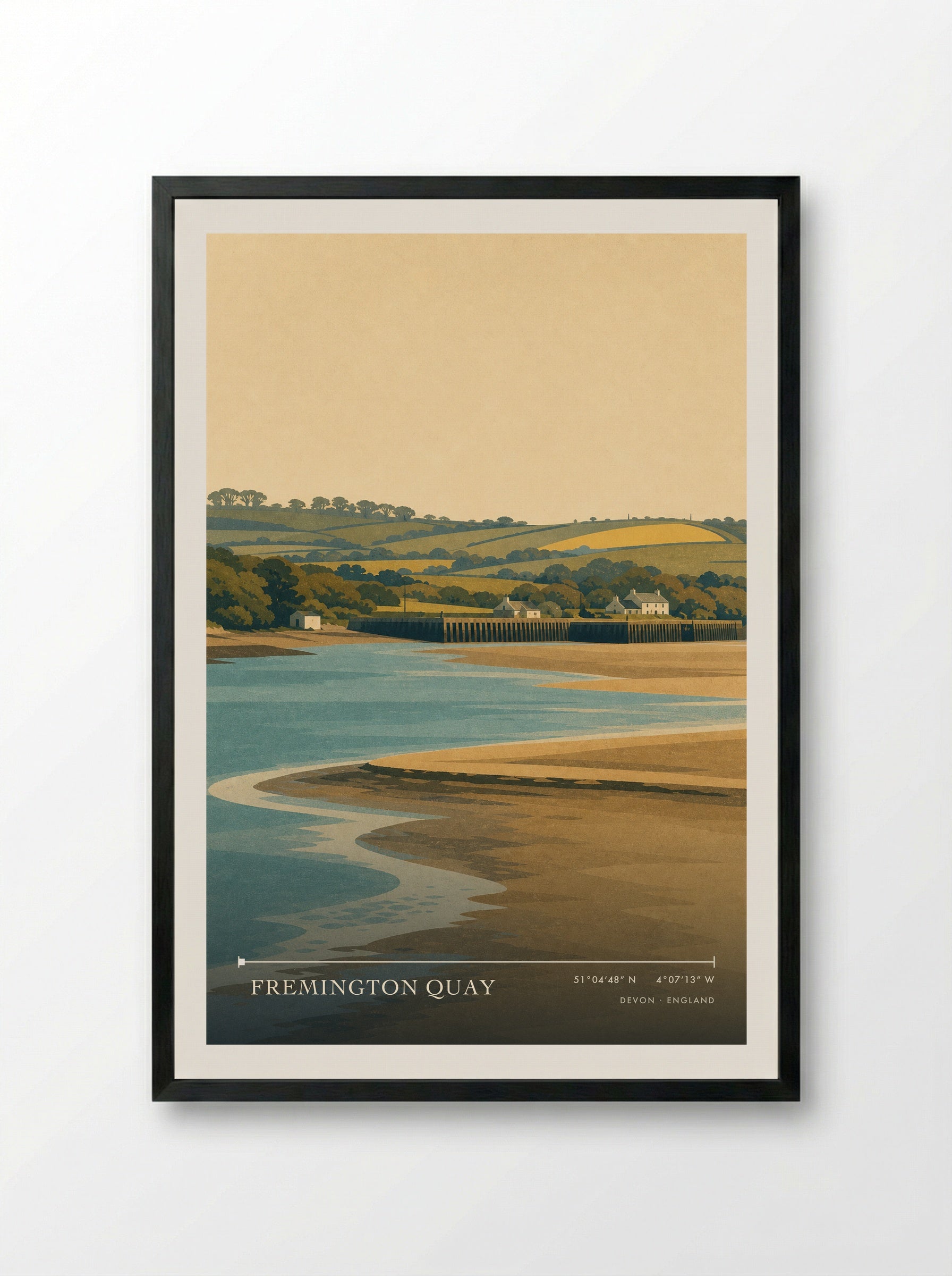 Fremington Quay Devon England Travel Poster - Framed Print Black