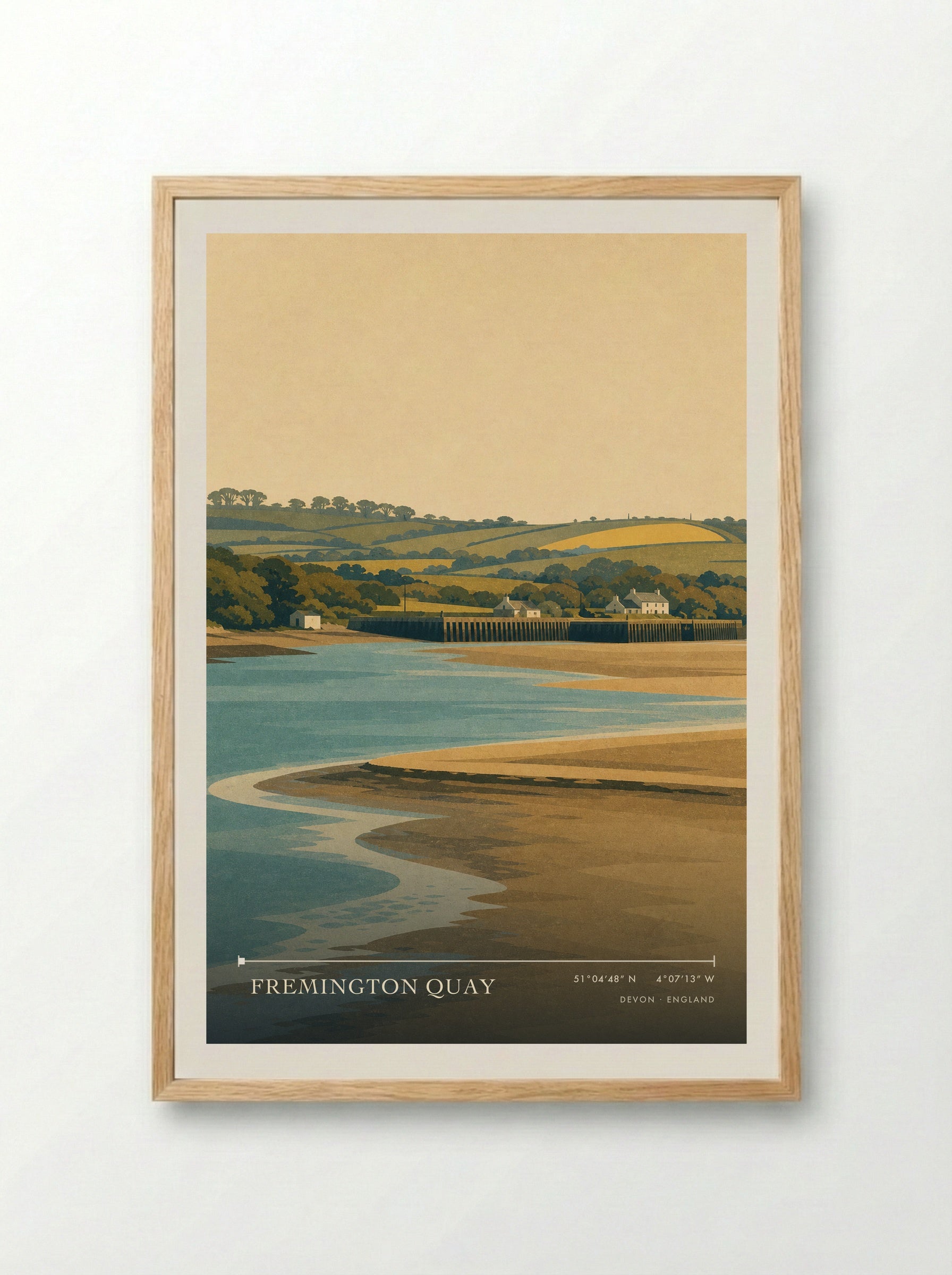 Fremington Quay Devon England Travel Poster - Framed Print Wood