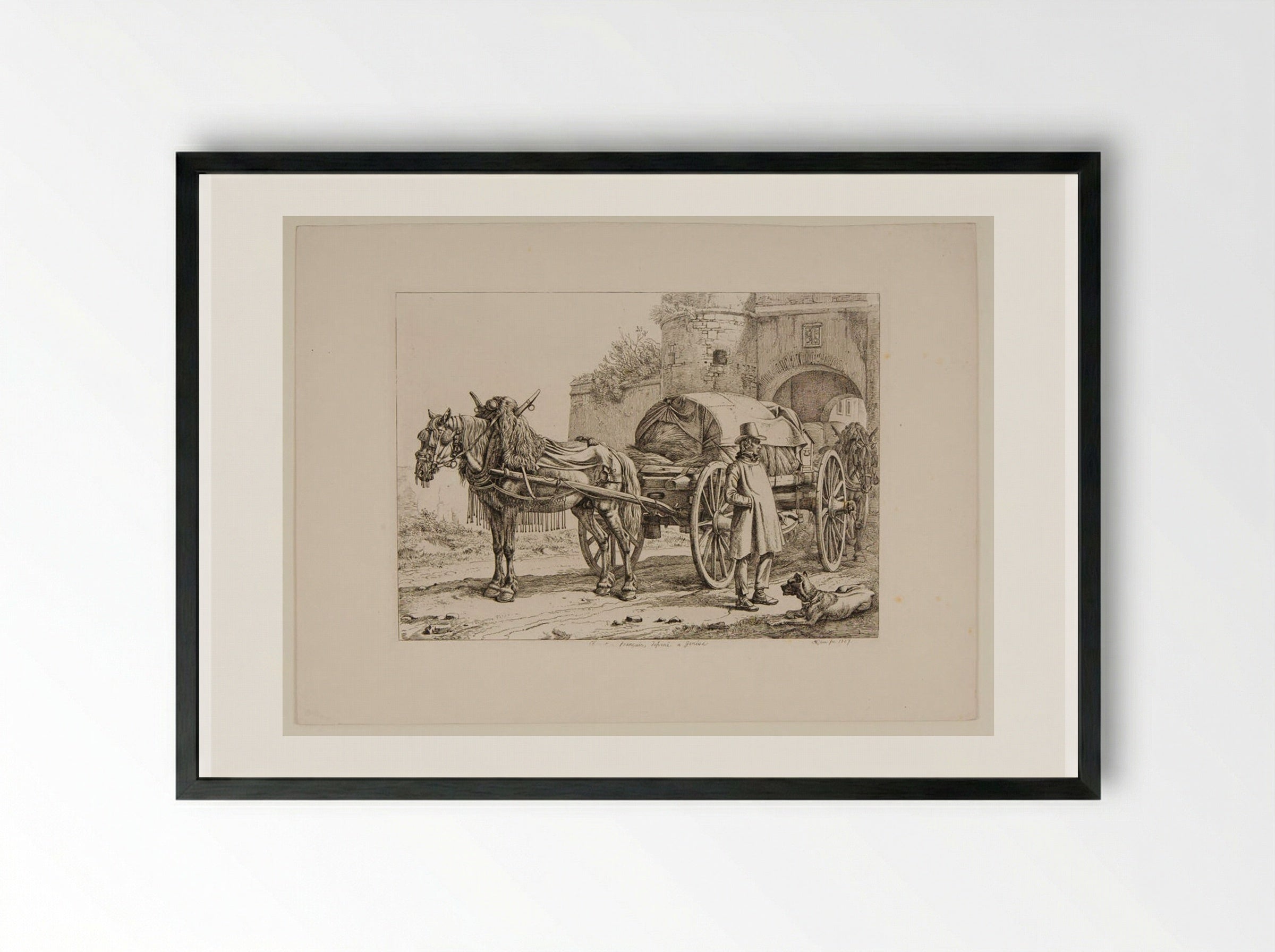 French Carter - Johann Adam Klein - Framed Print Black