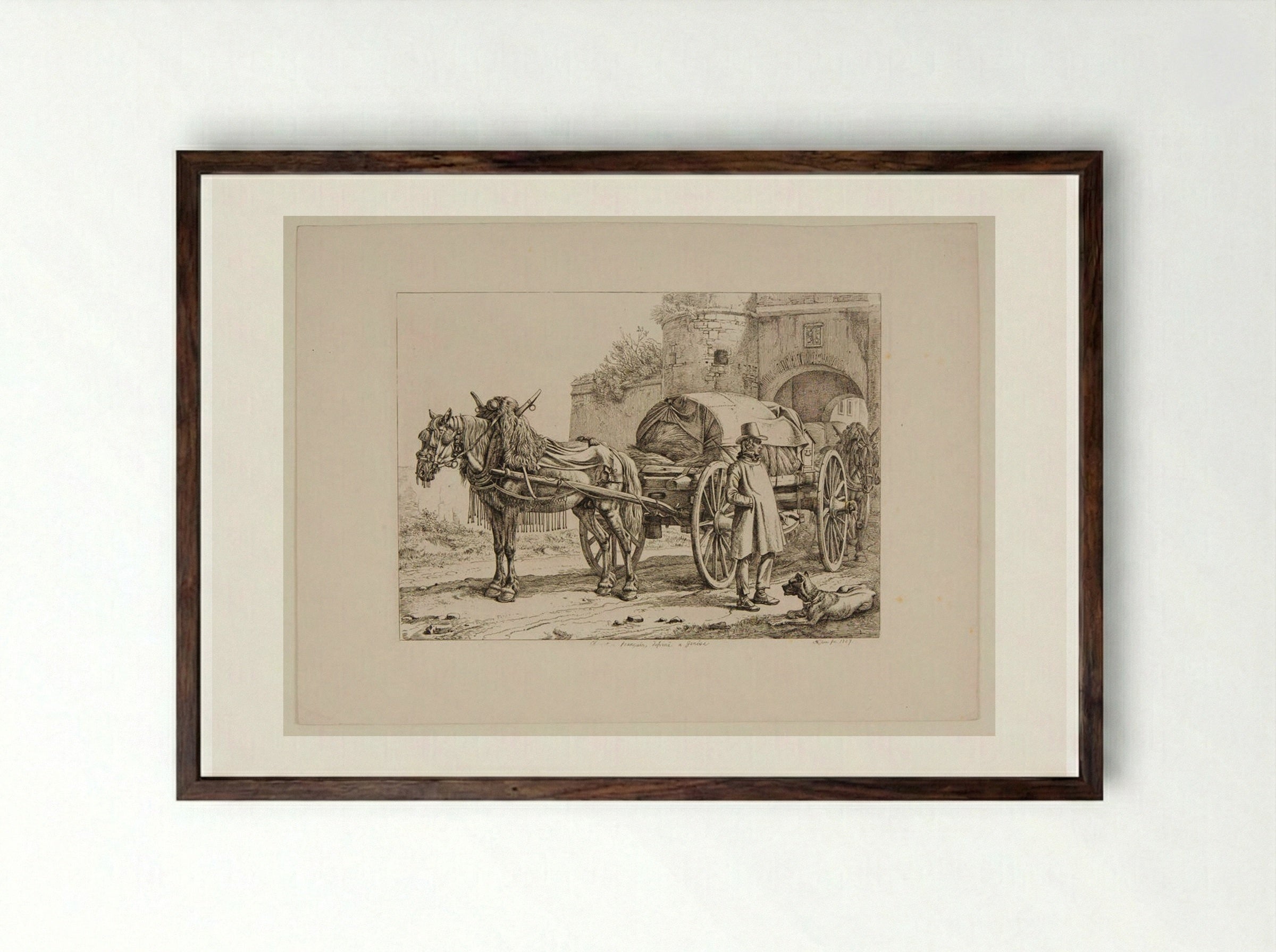 French Carter - Johann Adam Klein - Framed Print Dark Wood