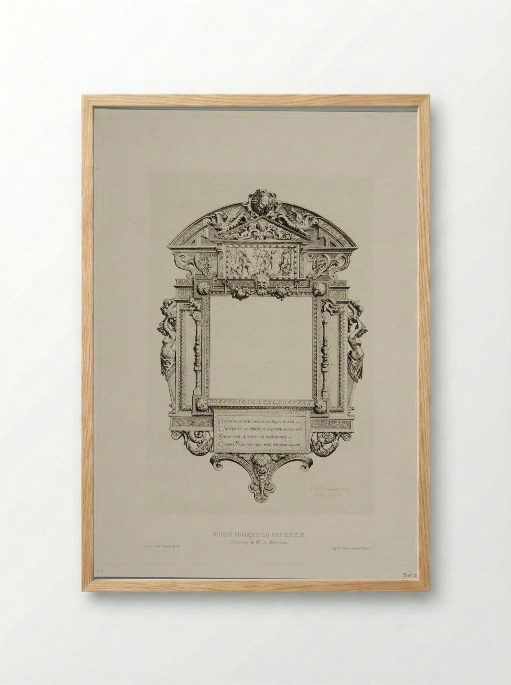 French Mirror of the 16th Century - Jules Ferdinand Jacquemart - Framed Print Wood