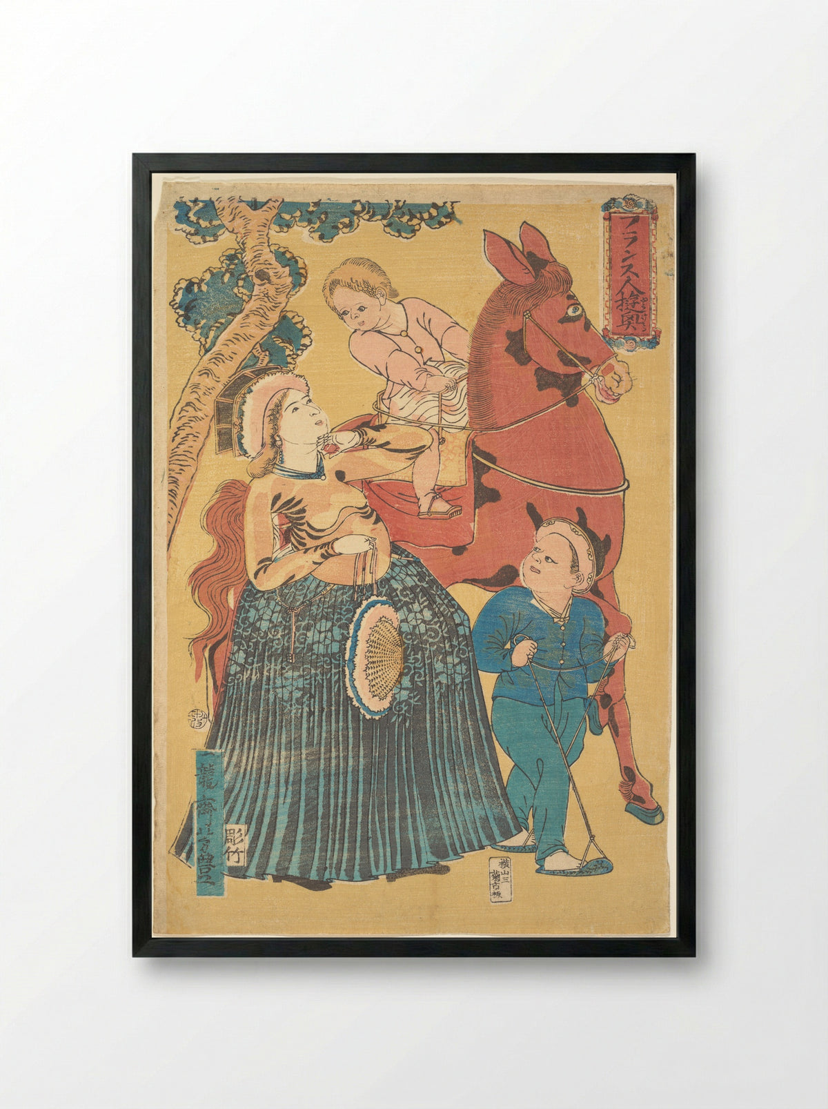 French Pastimes - Ichiryūsai Yoshitoyo - Framed Print Black