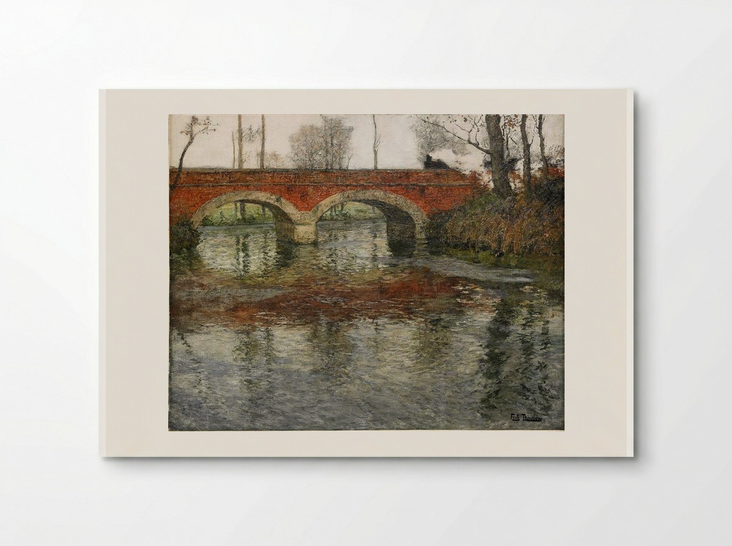 French River Landscape with a Stone Bridge - Frits Thaulow - Poster