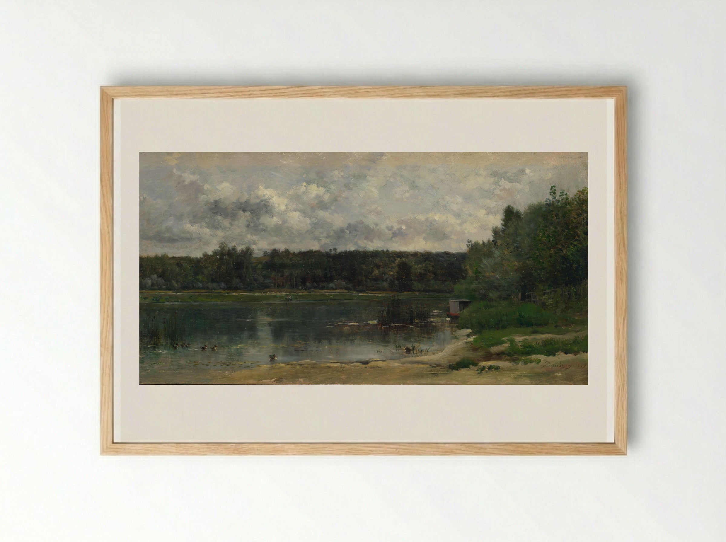 French River Scene - Charles-François Daubigny - Framed Print Wood