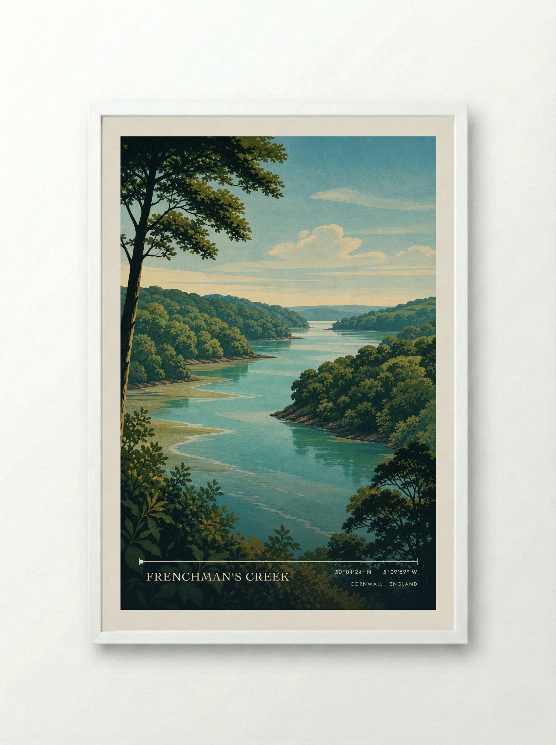 Frenchman's Creek Cornwall England Travel Poster - Framed Print White