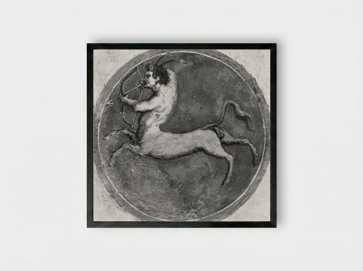 Frescoes from the Villa Stati-Mattei (Sagittarius) - Baldassarre Tommaso Peruzzi - Framed Print Black