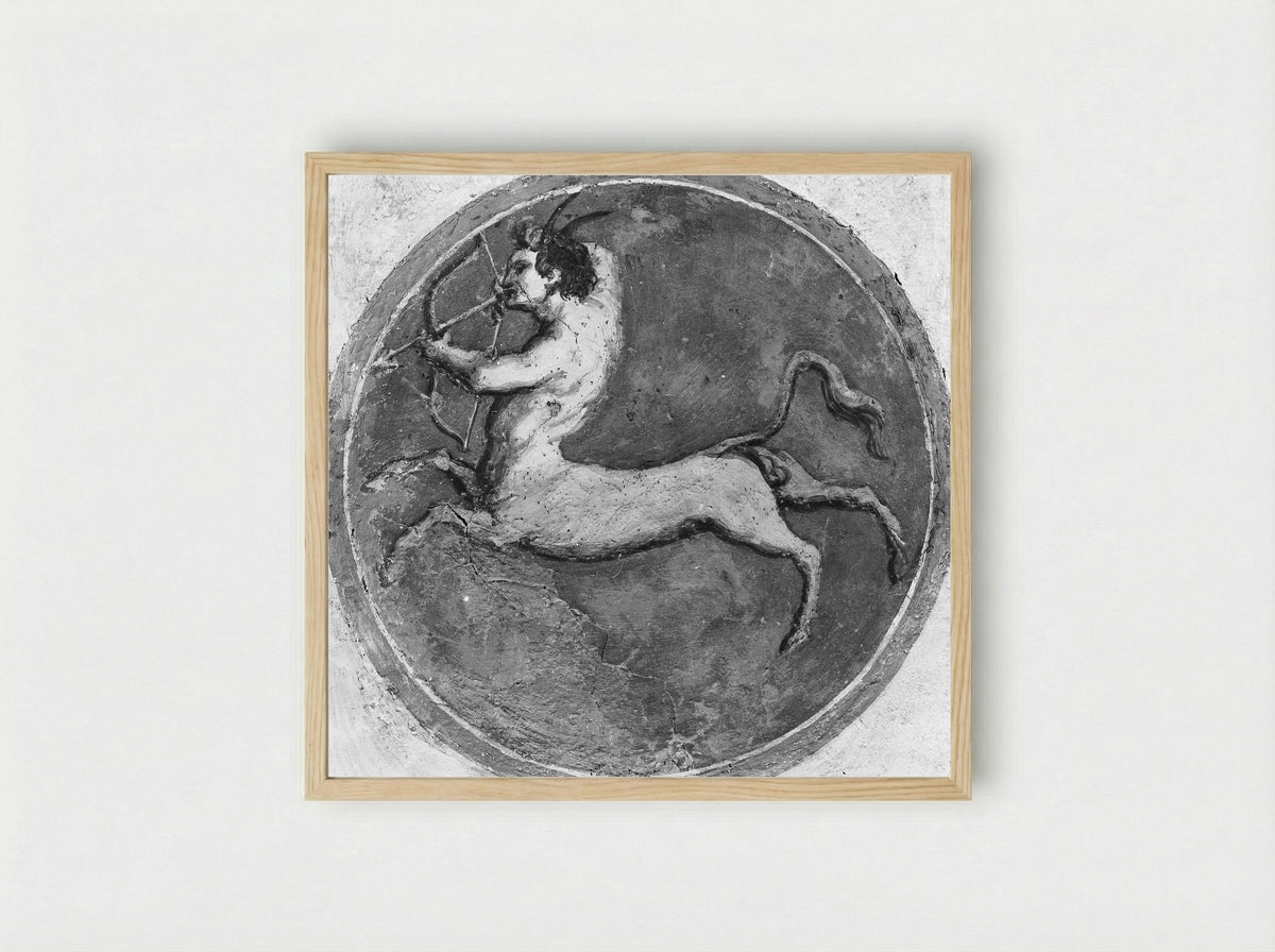 Frescoes from the Villa Stati-Mattei (Sagittarius) - Baldassarre Tommaso Peruzzi - Framed Print Wood