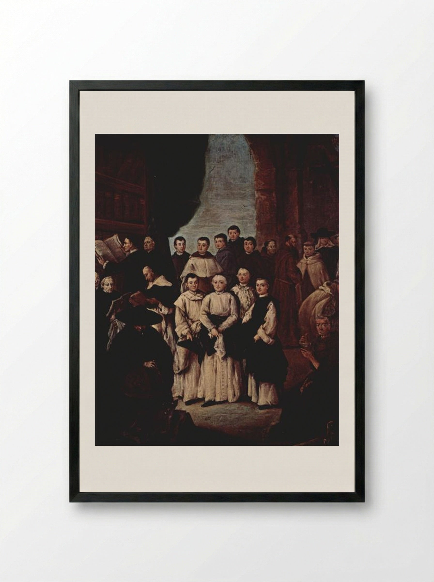 Friars in Venice - Pietro Longhi - Framed Print Black