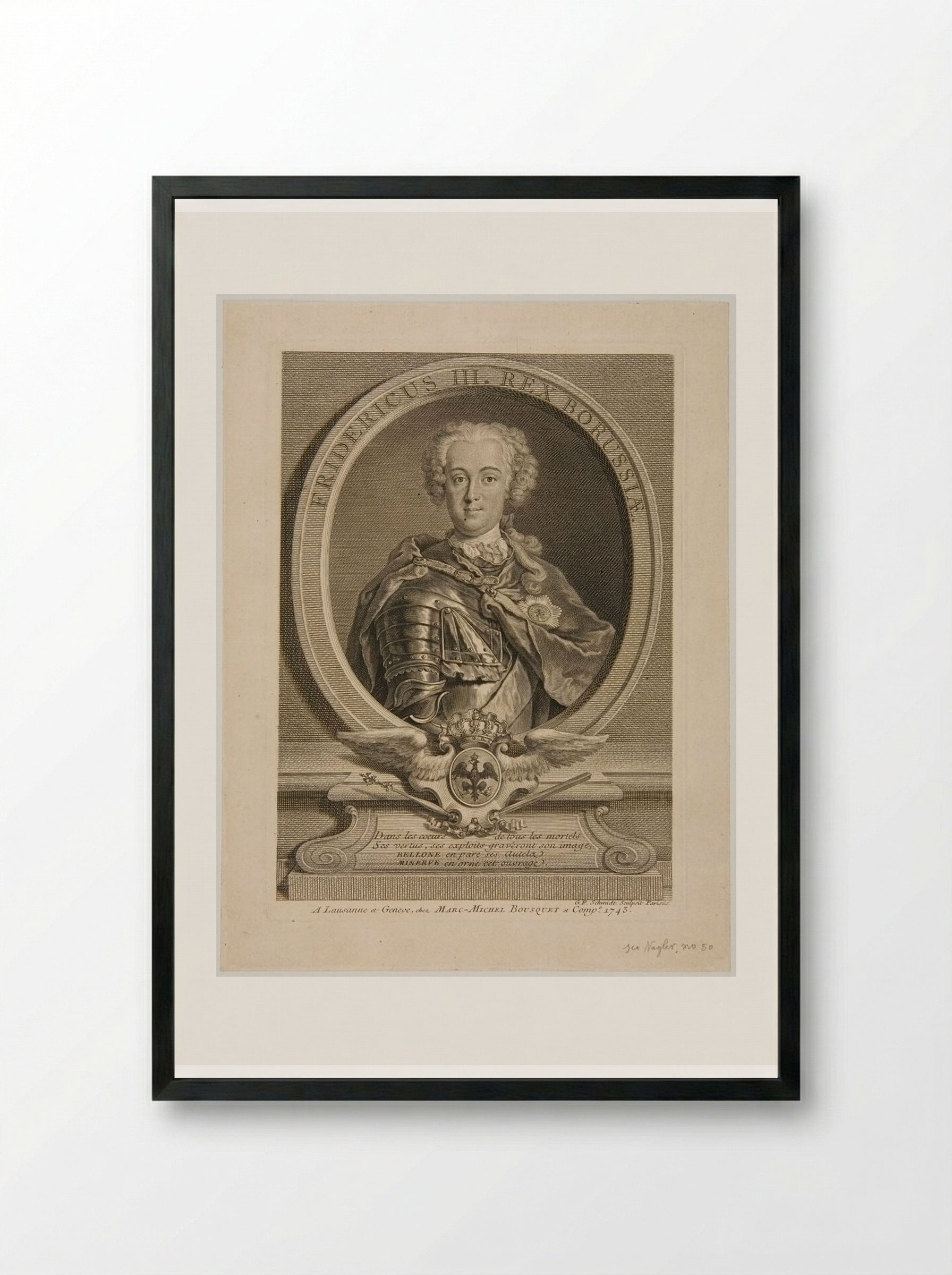 Fridericus III, Rex Borussiae - Georg Friedrich Schmidt - Framed Print Black
