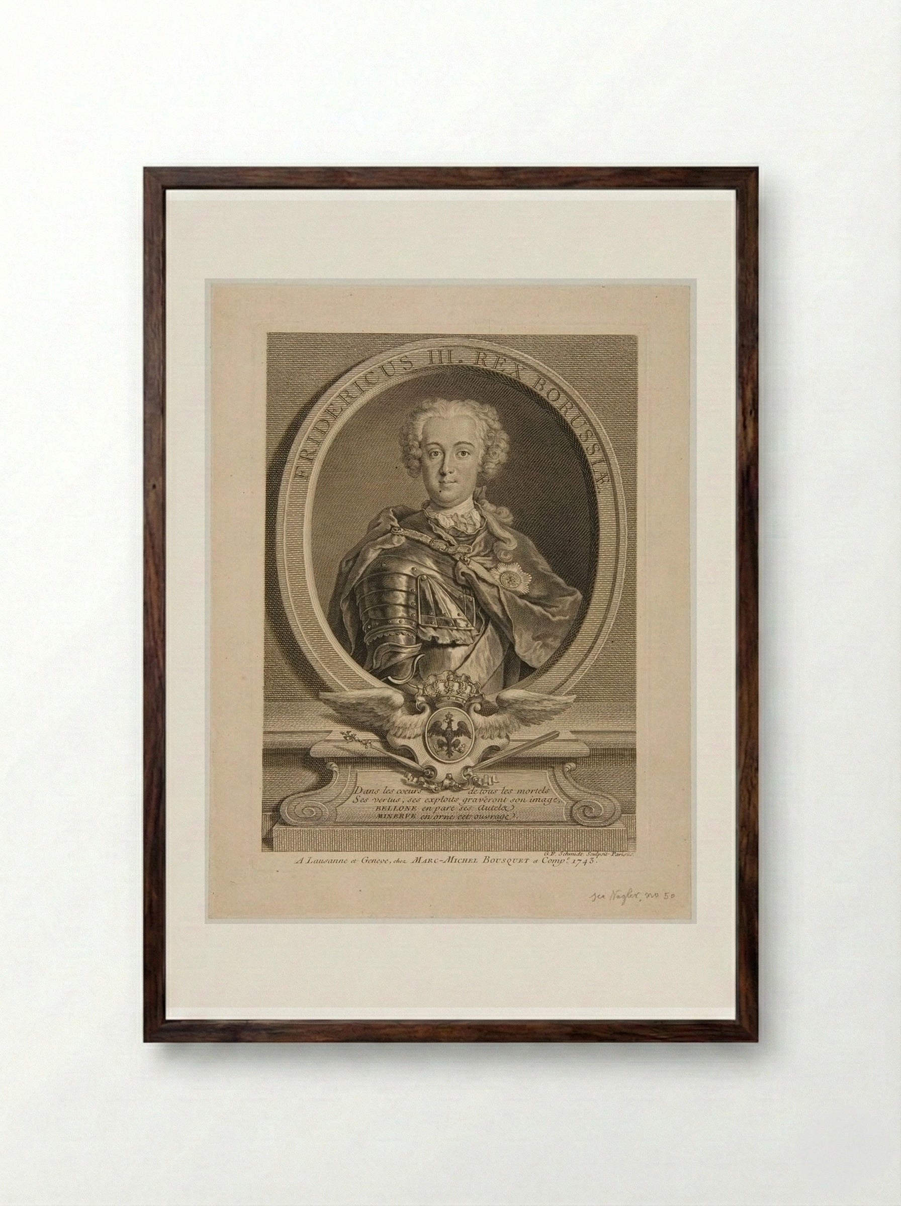 Fridericus III, Rex Borussiae - Georg Friedrich Schmidt - Framed Print Dark Wood