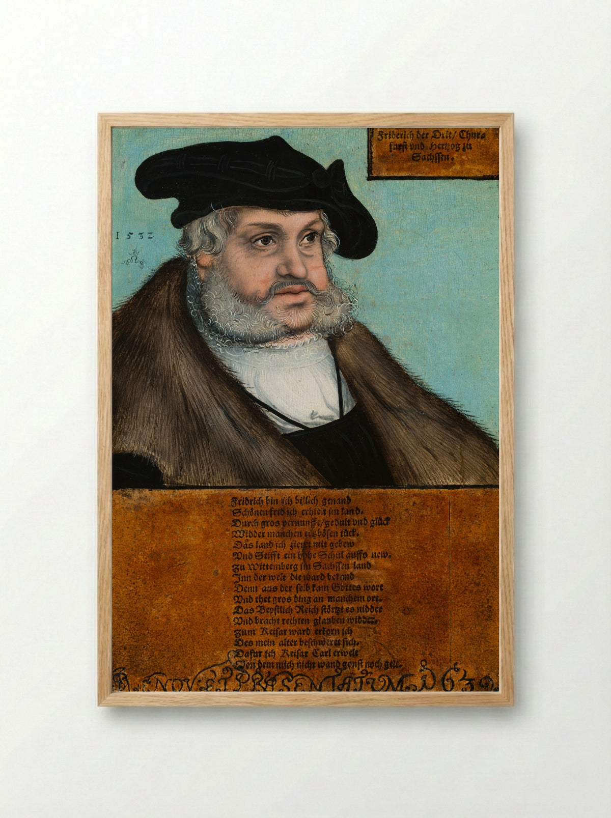 Friedrich III, the Wise, Elector of Saxony - Lucas Cranach the Elder and Workshop - Framed Print Wood