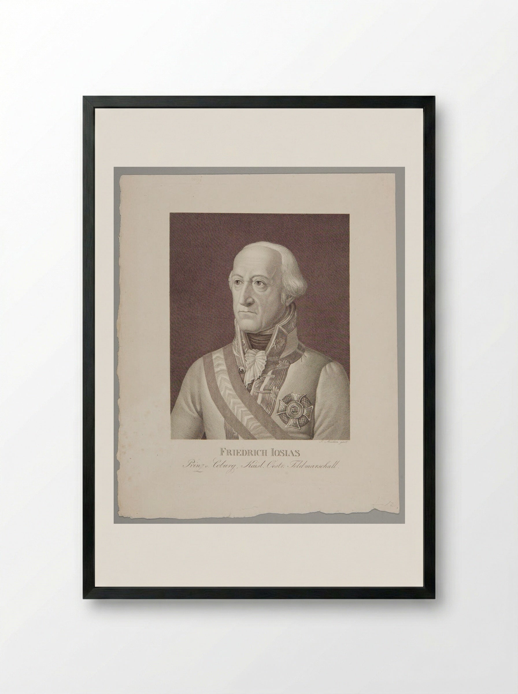 Friedrich Josias, Prince of Coburg - Johann Friedrich Wilhelm Müller - Framed Print Black