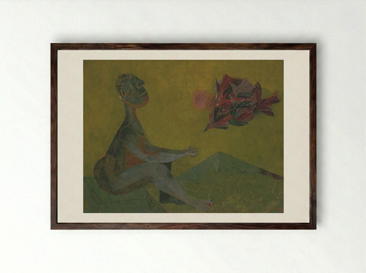 Friend of the Birds - Rufino Tamayo - Framed Print Dark Wood