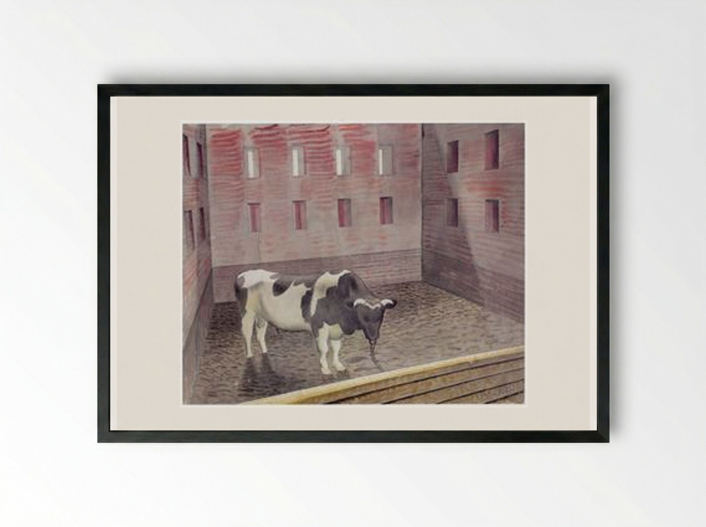 Friesian Bull - Eric Ravilious - Framed Print Black