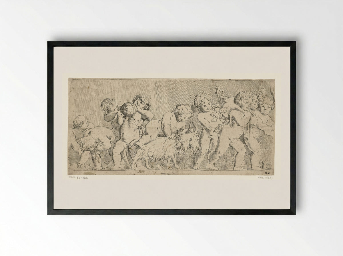 Frieze with Naked Children - Pieter van Avont - Framed Print Black