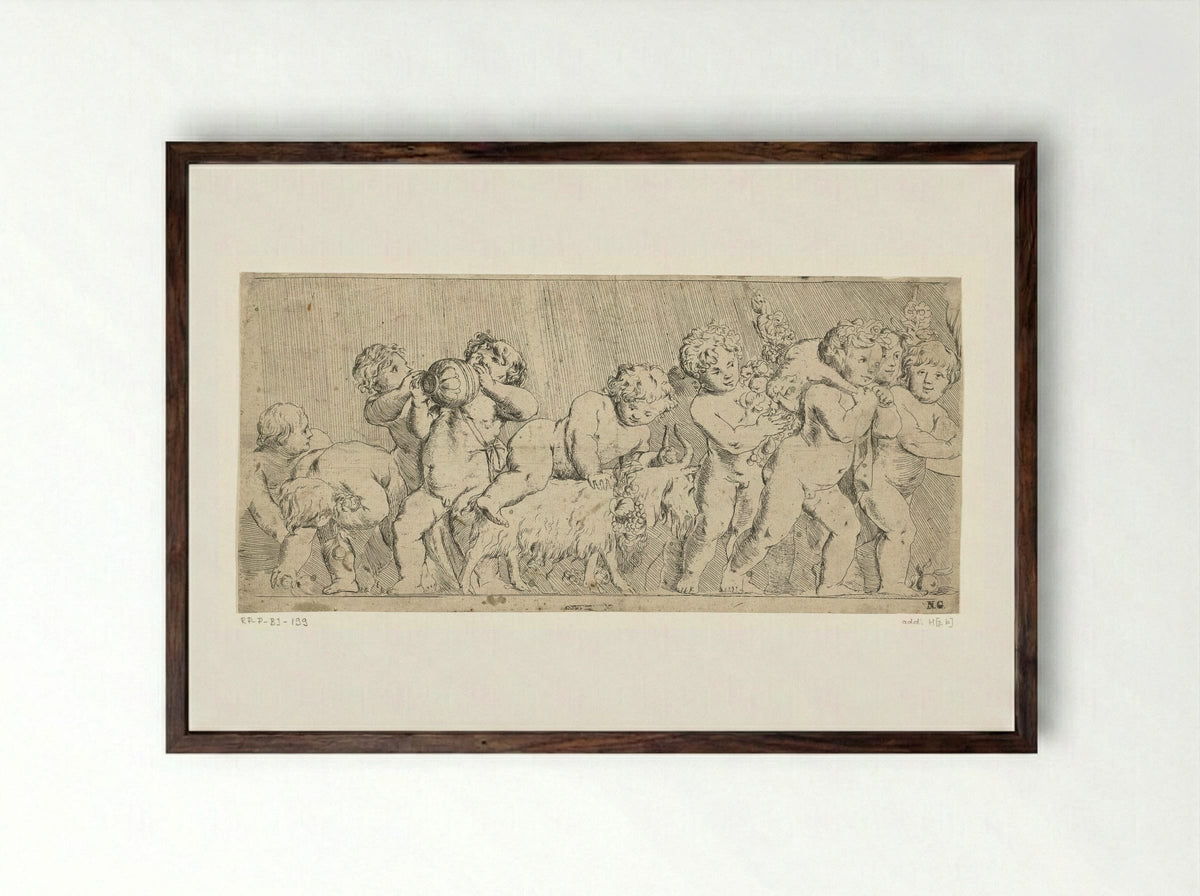Frieze with Naked Children - Pieter van Avont - Framed Print Dark Wood