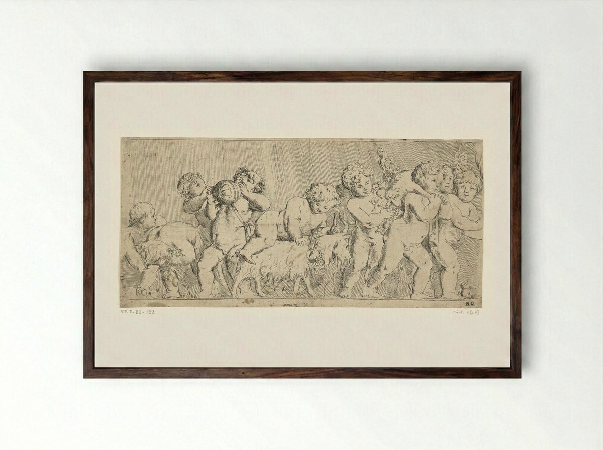 Frieze with Naked Children - Pieter van Avont - Framed Print Dark Wood