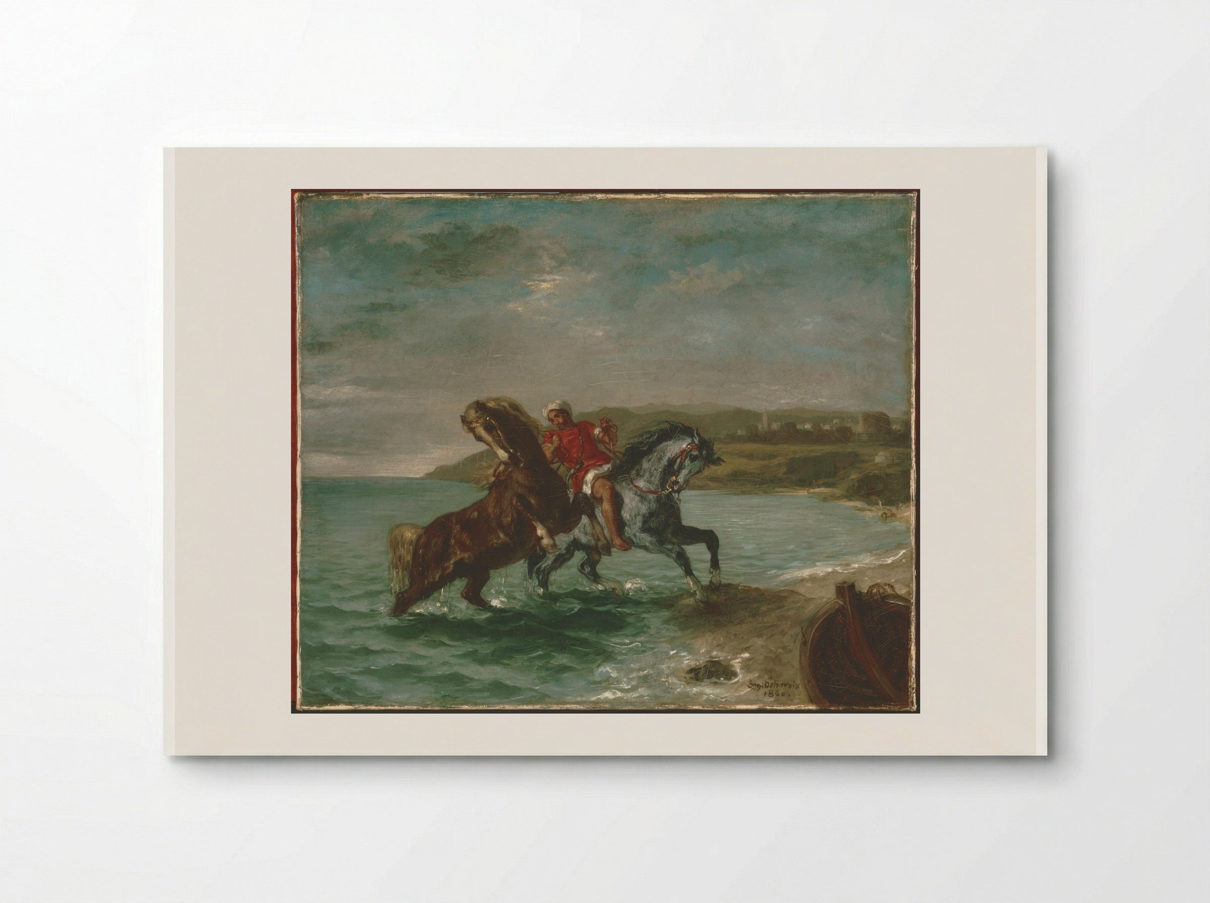 Frightened Horse Coming Out of the Water - Ferdinand-Victor-Eugène Delacroix - Poster