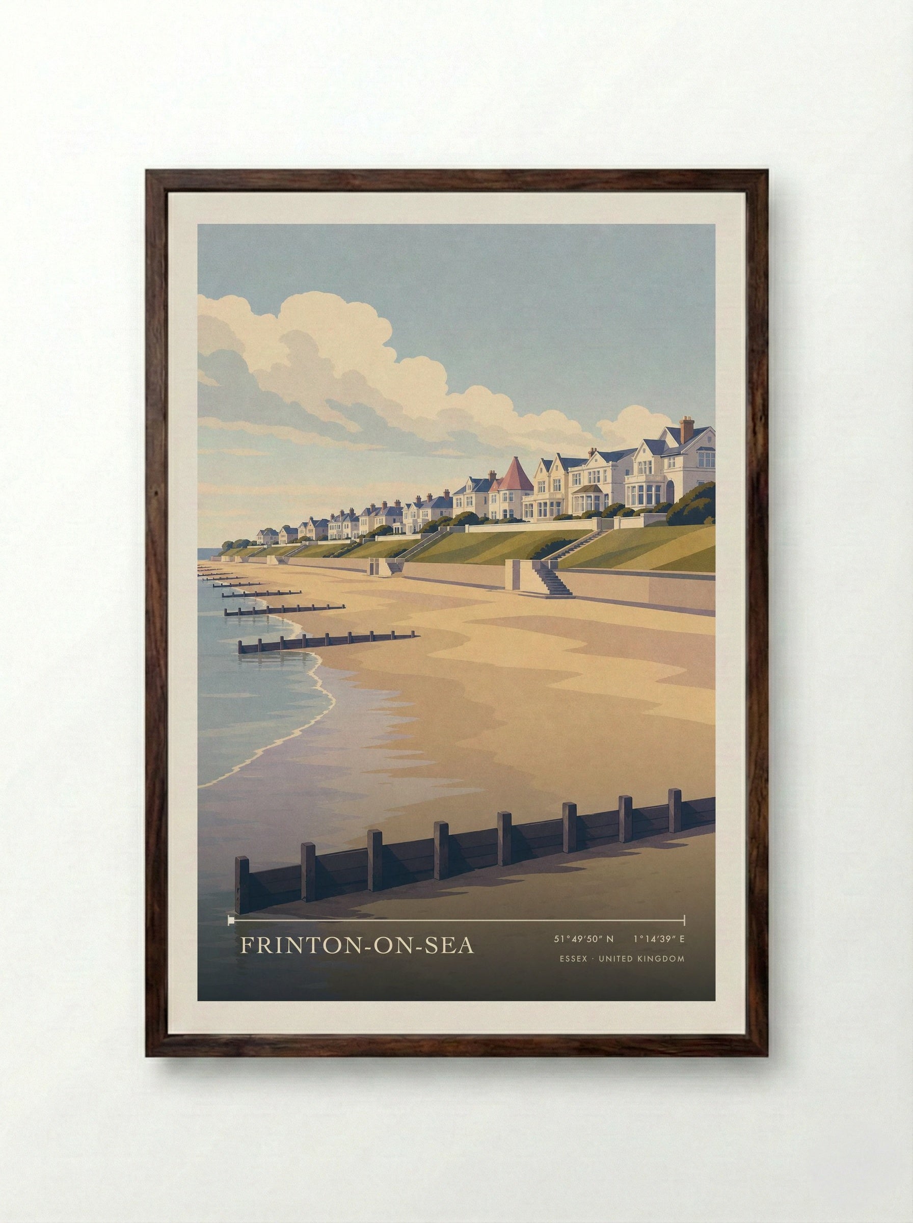 Frinton-on-Sea Essex United Kingdom Travel Poster - Framed Print Dark Wood