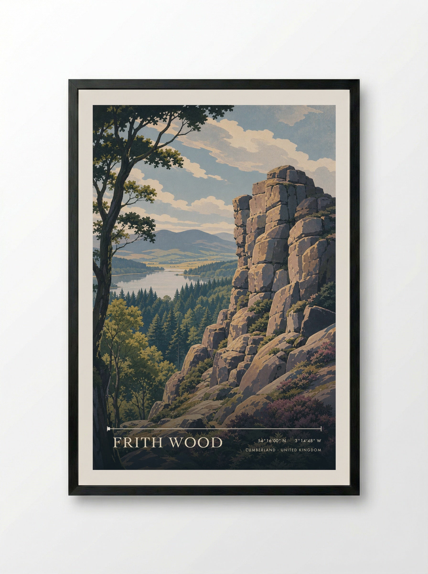 Frith Wood Cumberland United Kingdom Travel Poster - Framed Print Black