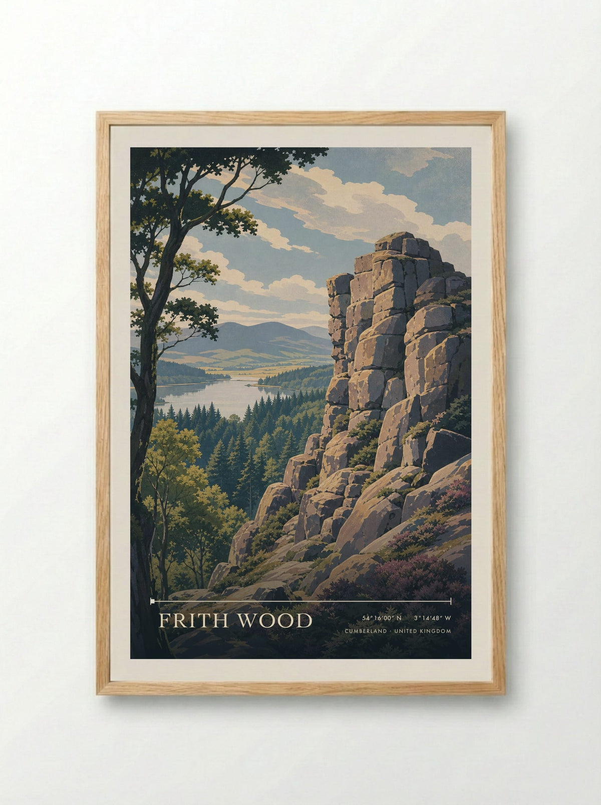 Frith Wood Cumberland United Kingdom Travel Poster - Framed Print Wood