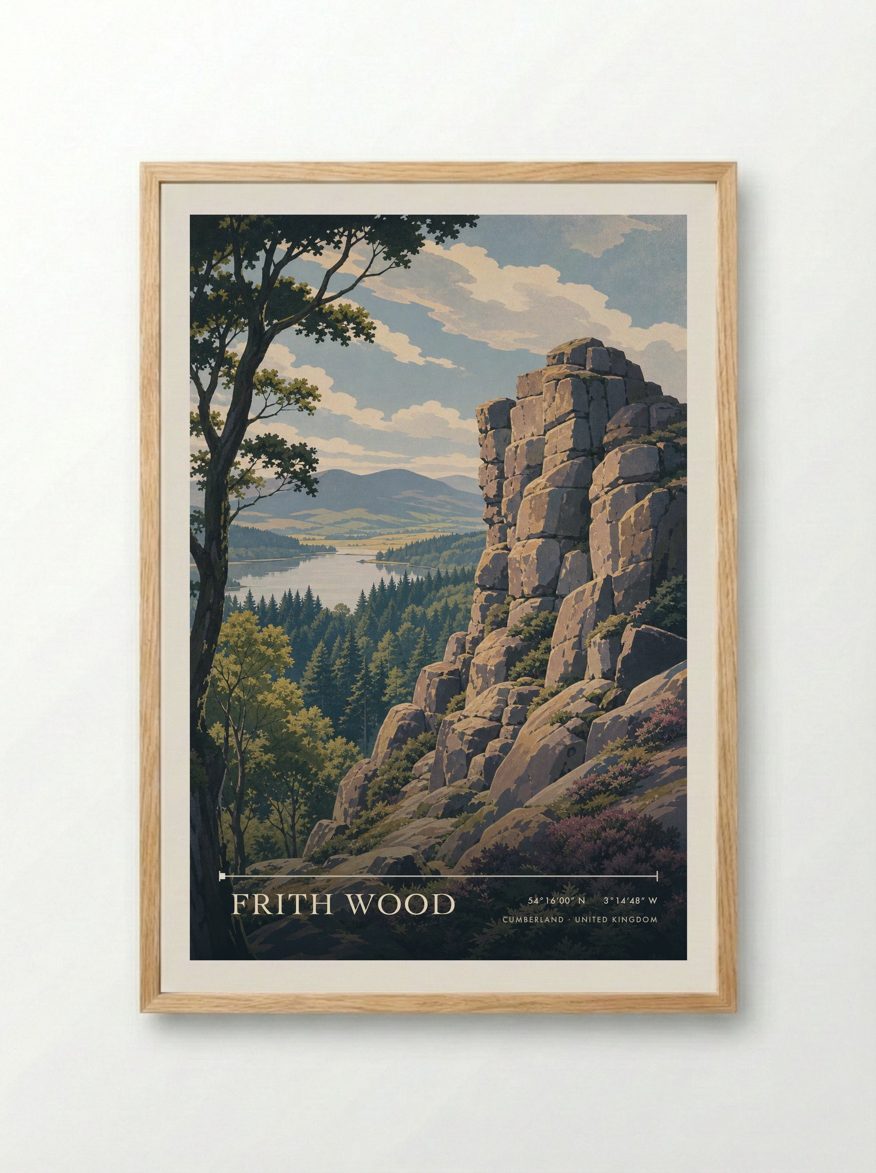 Frith Wood Cumberland United Kingdom Travel Poster - Framed Print Wood