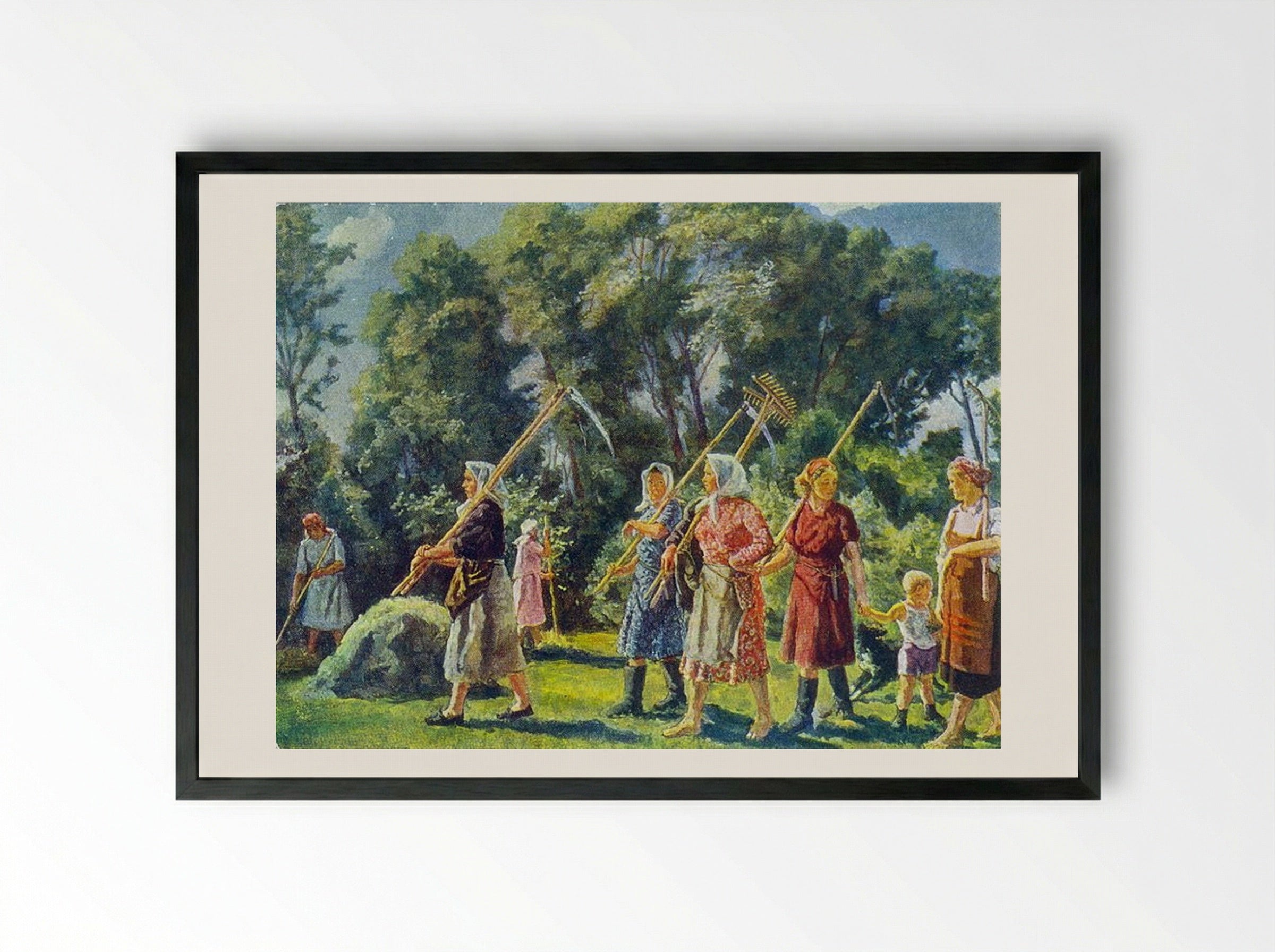 From Mowing - Pyotr Konchalovsky - Framed Print Black