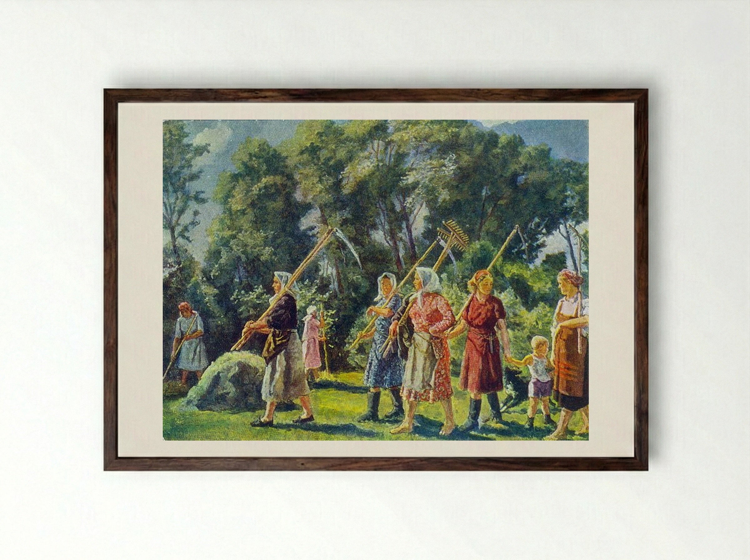 From Mowing - Pyotr Konchalovsky - Framed Print Dark Wood