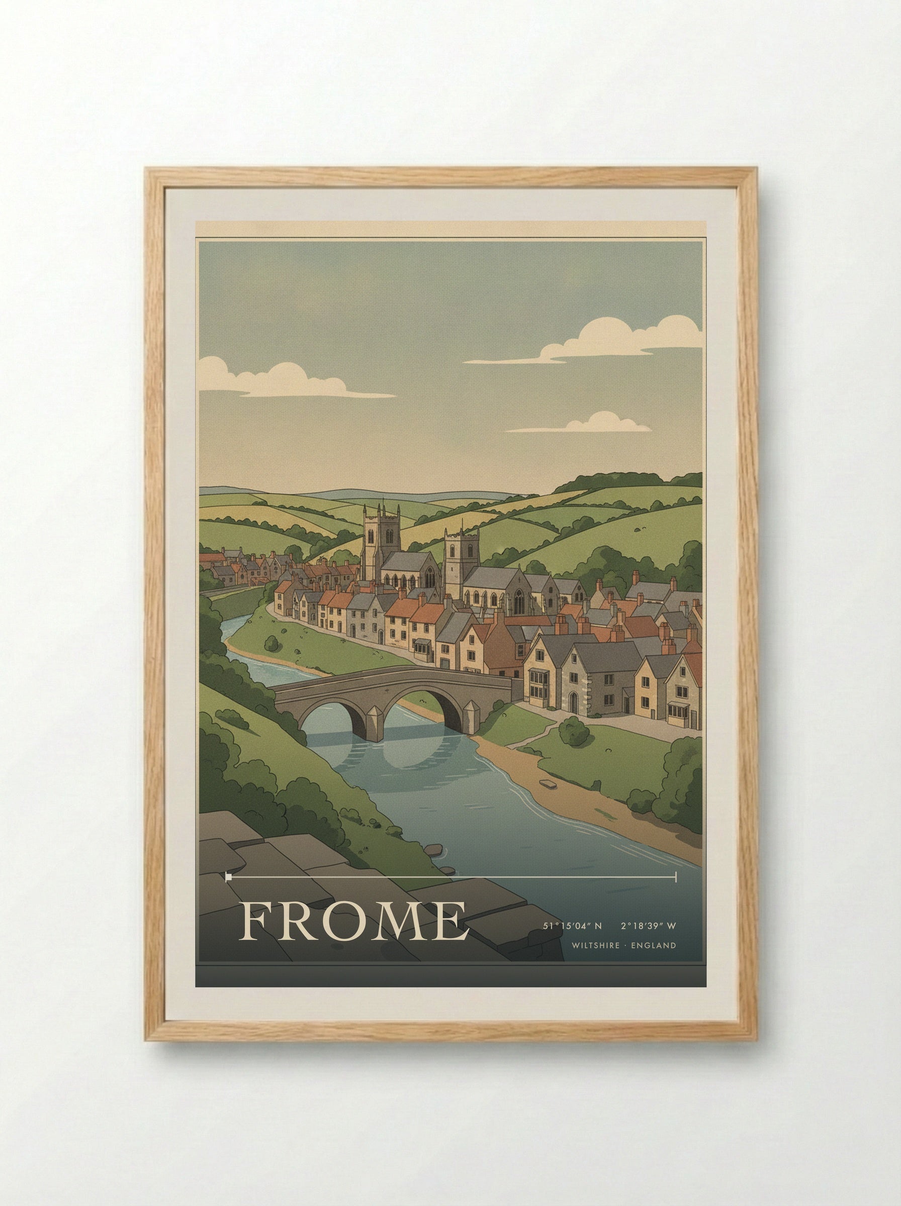 Frome Wiltshire England Travel Poster - Framed Print Wood
