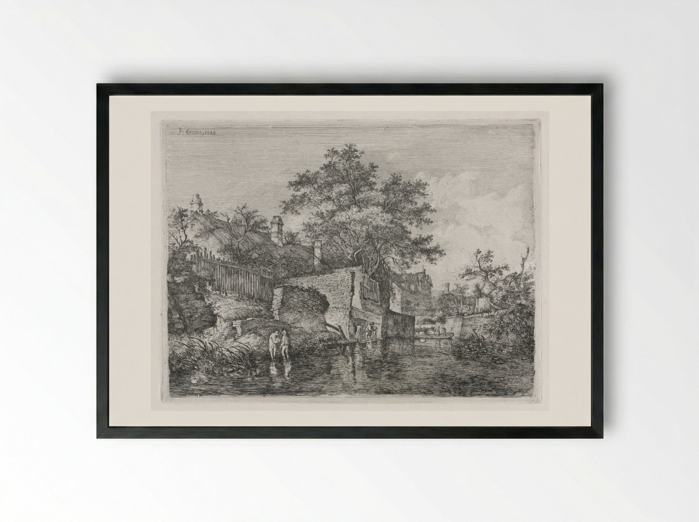 Front of the New Mills - John Crome - Framed Print Black