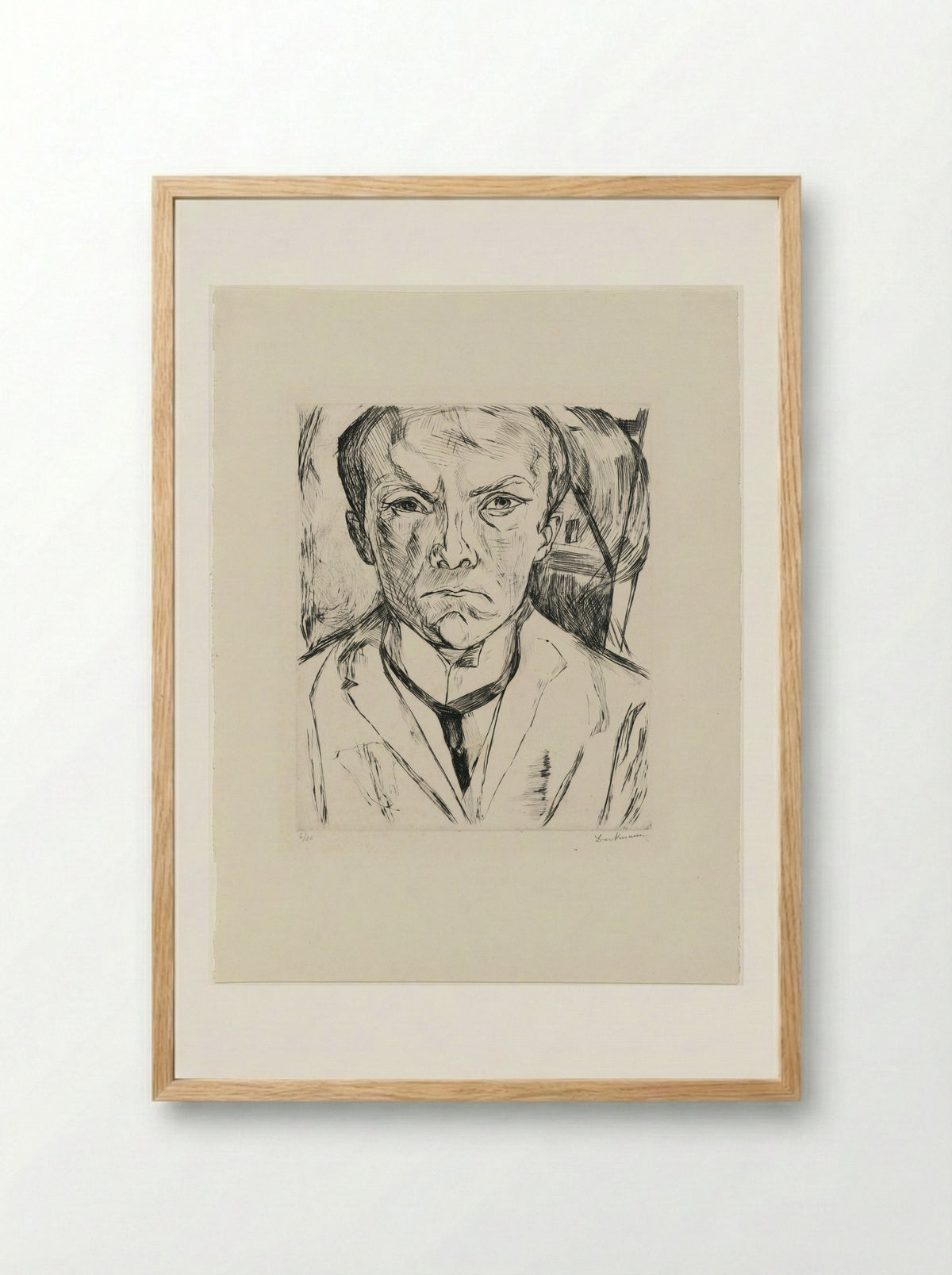 Frontal Self Portrait with House Gable in Background - Max Beckmann - Framed Print Wood