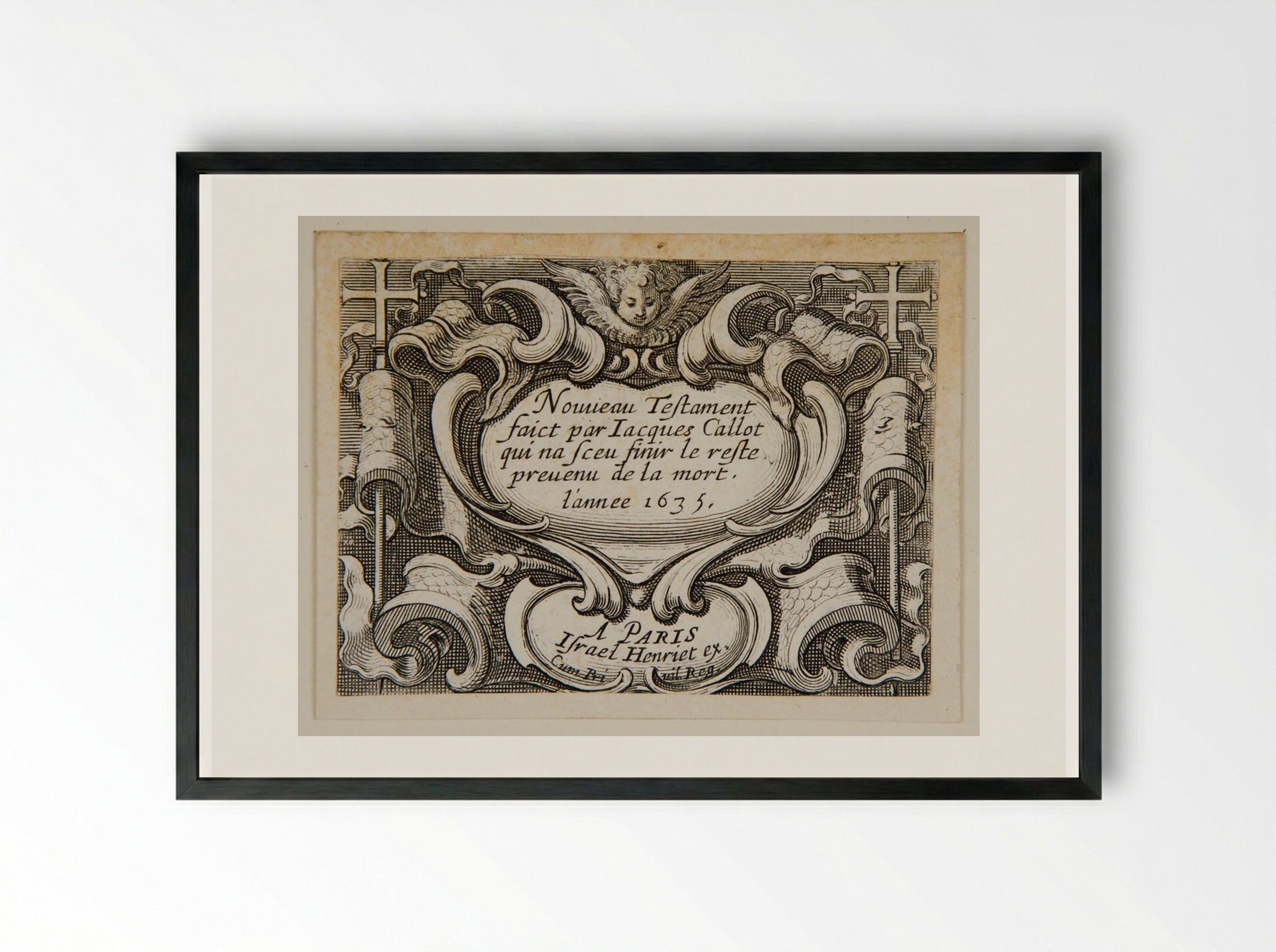 Frontispiece (Nouveau Testament) - Abraham Bosse - Framed Print Black