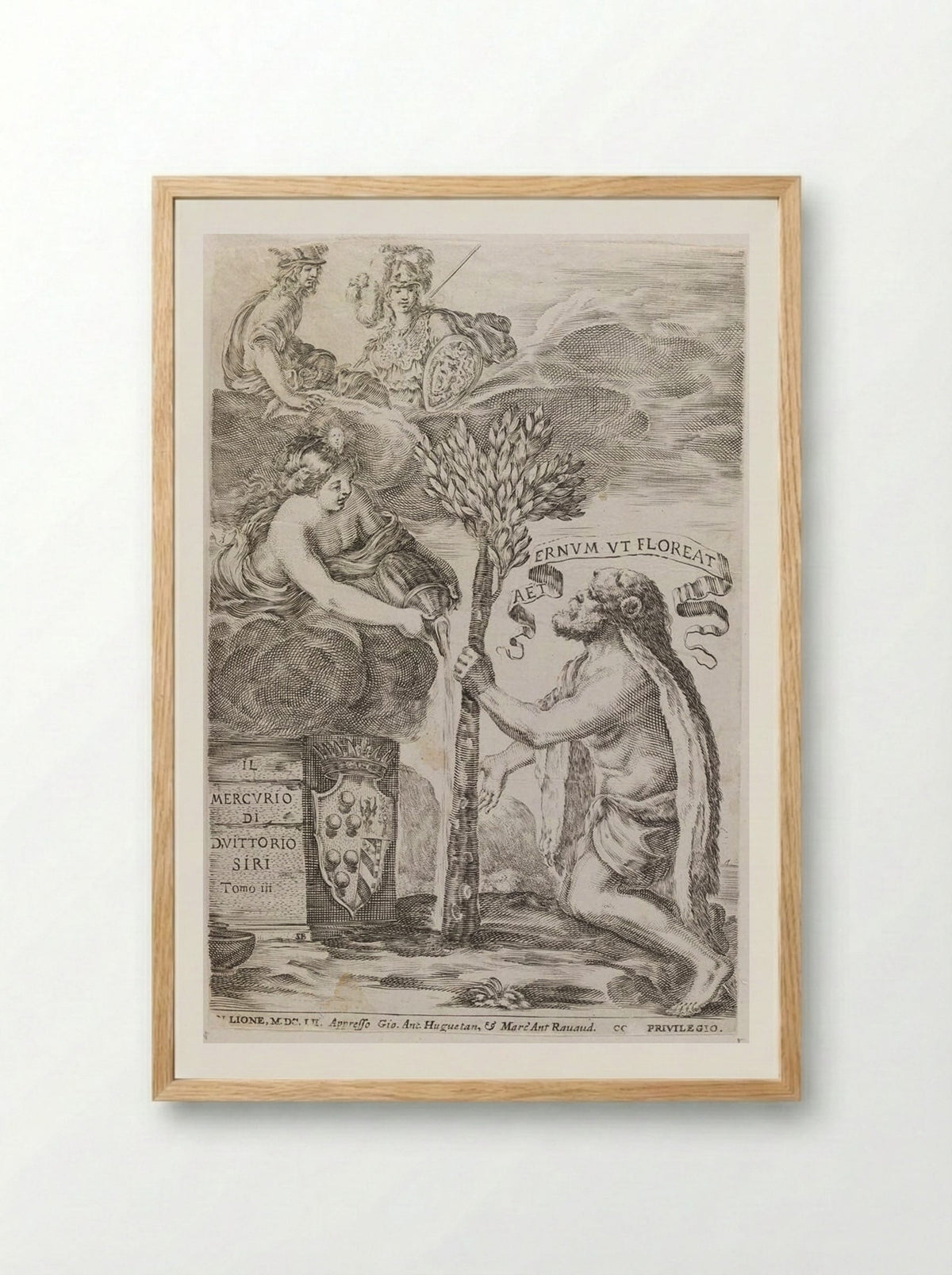 Frontispiece (The Club of Hercules Becomes a Green Tree) - Stefano Della Bella - Framed Print Wood