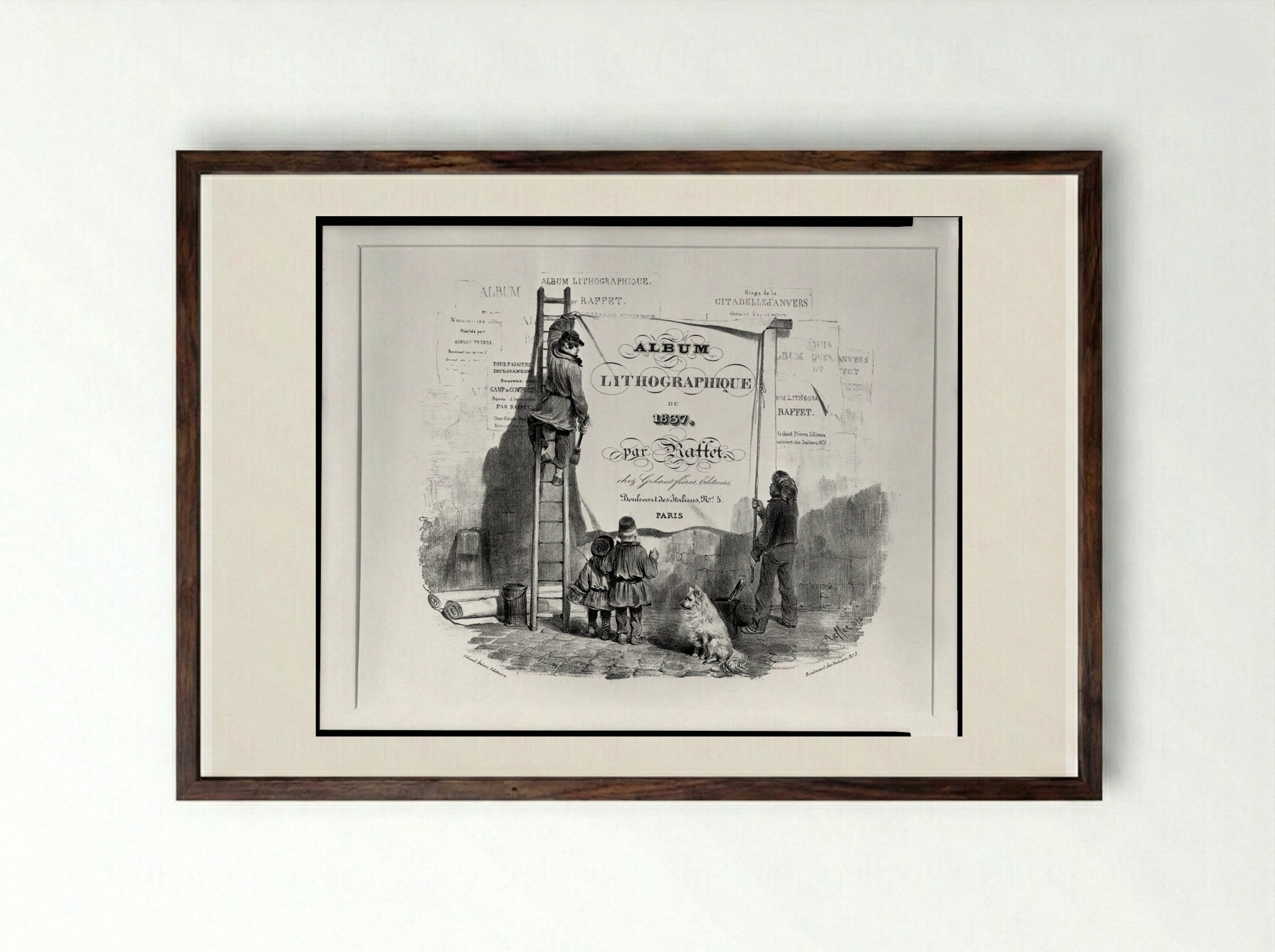 Frontispiece for Album Lithographique - Denis-Auguste-Marie Raffet - Framed Print Dark Wood