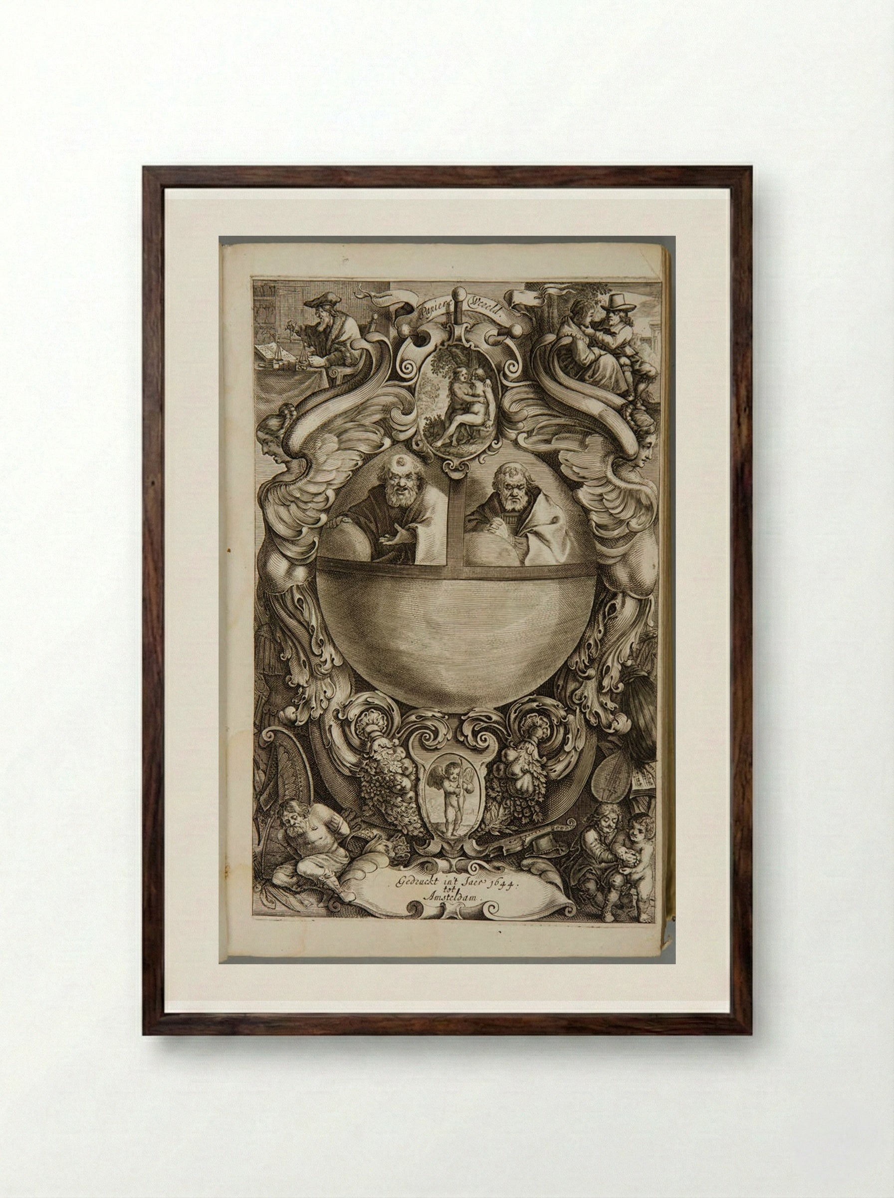 Frontispiece for 'De Papierwereld' - Various Artists - Framed Print Dark Wood